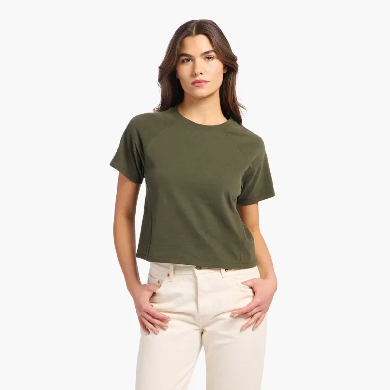 Steady Seamed Tee | Darkest Olive sold by nuuds