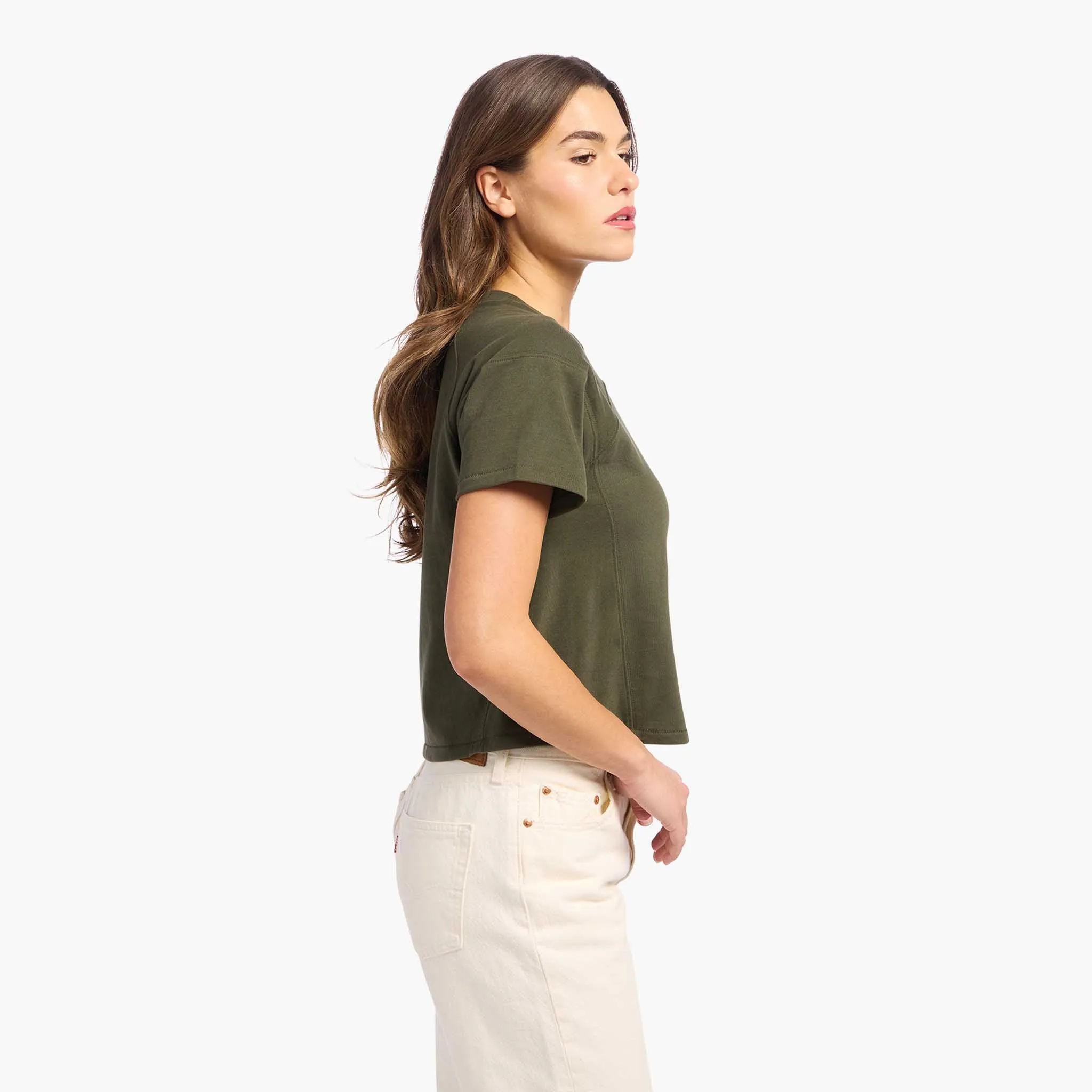 Steady Seamed Tee | Darkest Olive sold by nuuds product image thumbnail 3