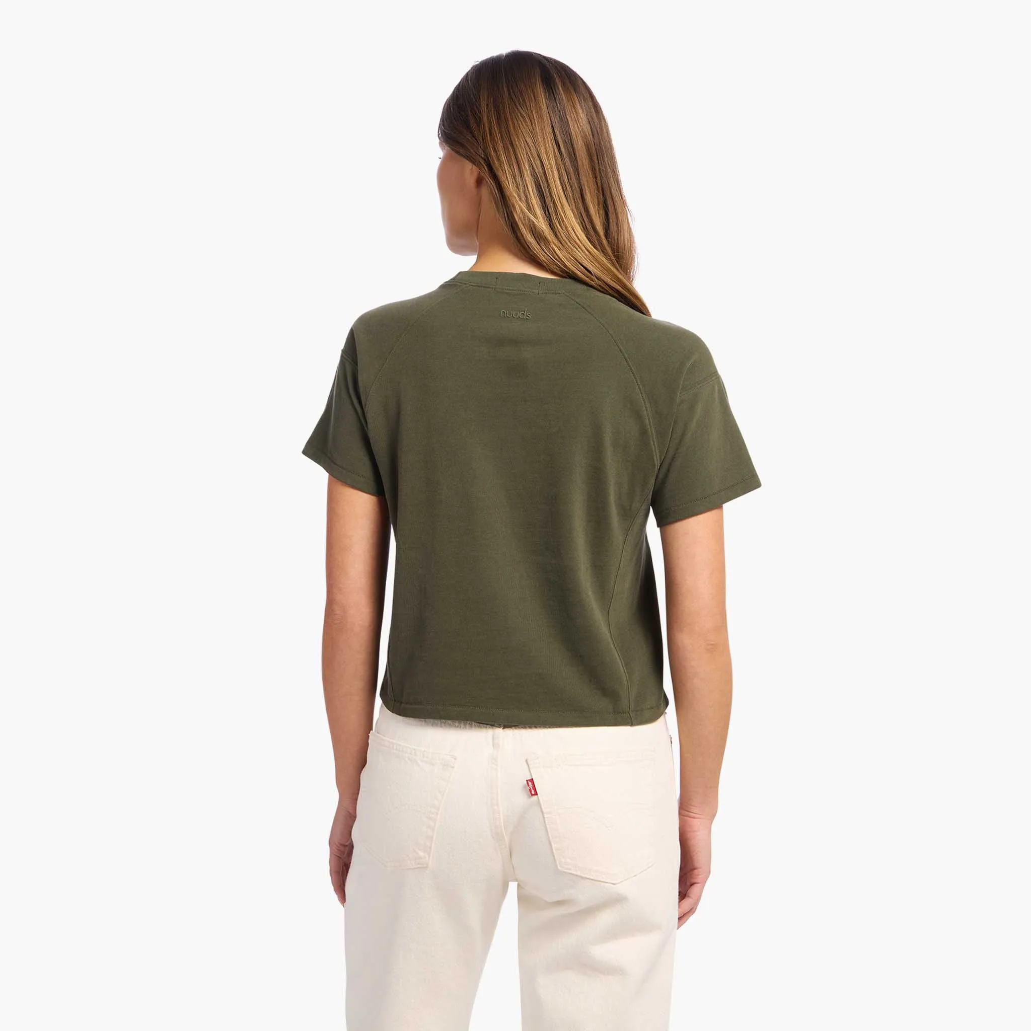 Steady Seamed Tee | Darkest Olive sold by nuuds product image thumbnail 4