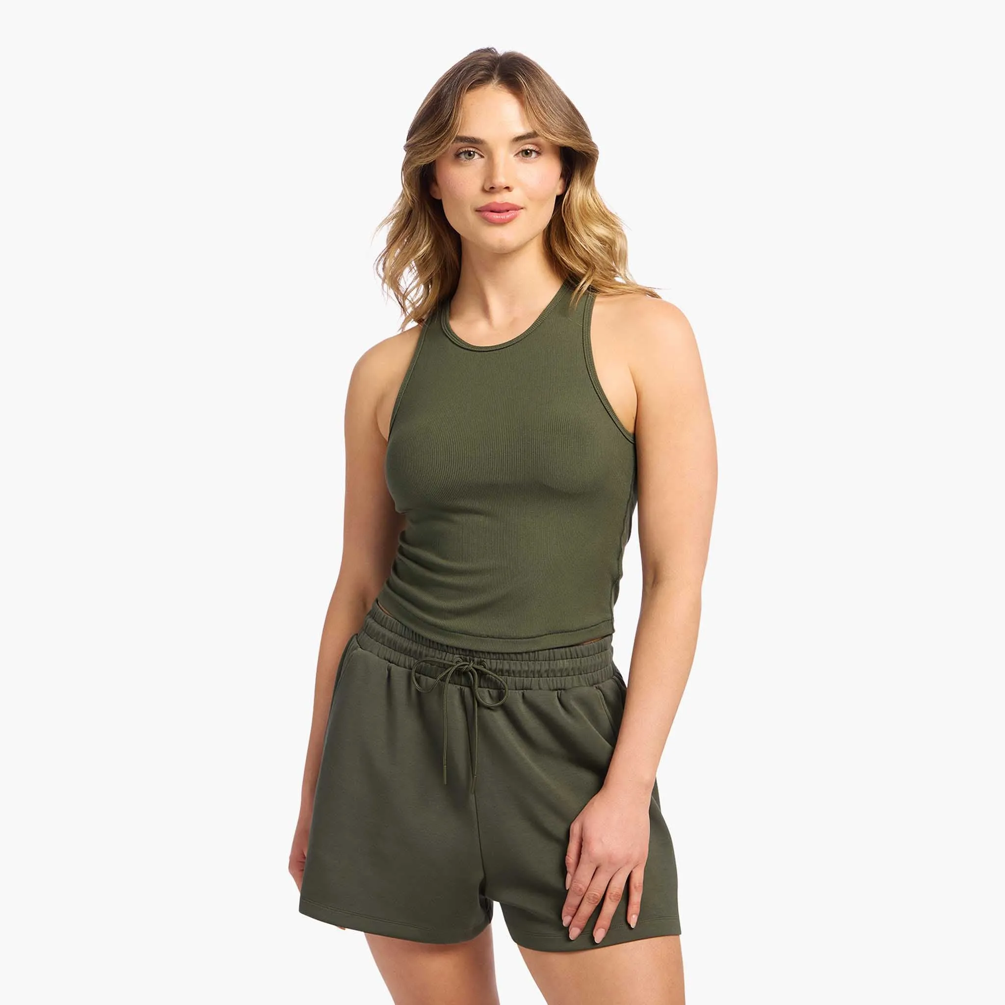 Sporty Rib Racer Tank | Darkest Olive sold by nuuds product image thumbnail 2