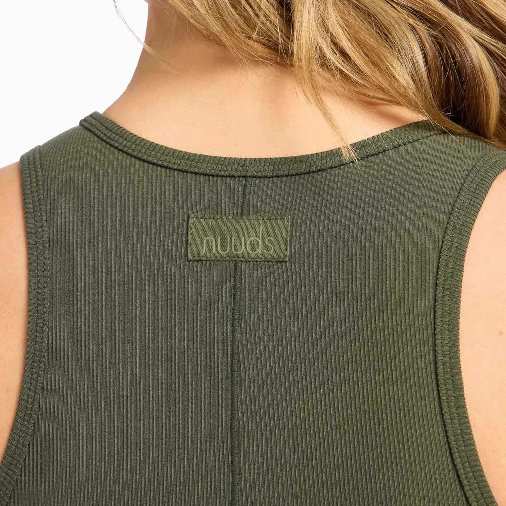 Sporty Rib Racer Tank | Darkest Olive sold by nuuds product image thumbnail 5