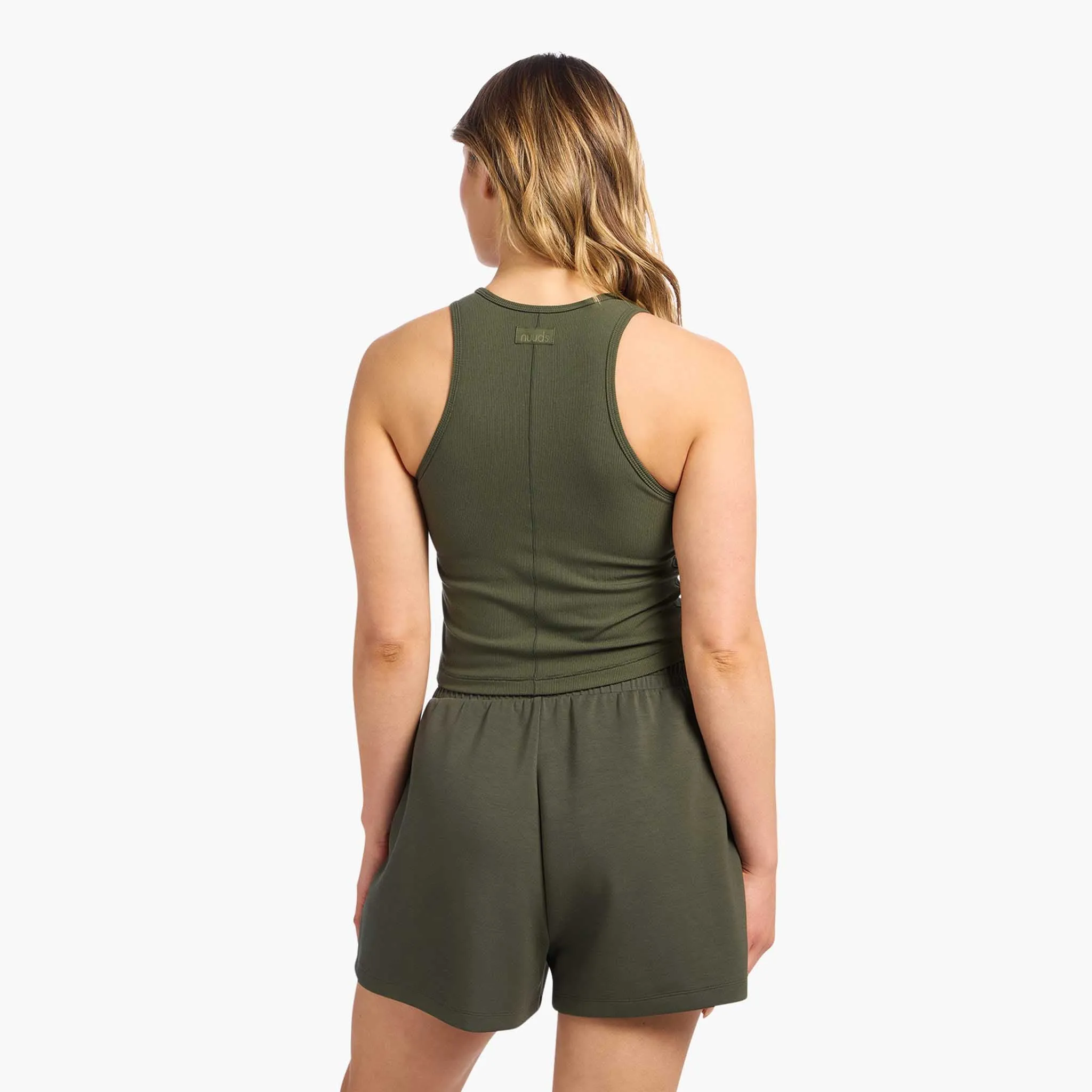 Sporty Rib Racer Tank | Darkest Olive sold by nuuds product image thumbnail 4