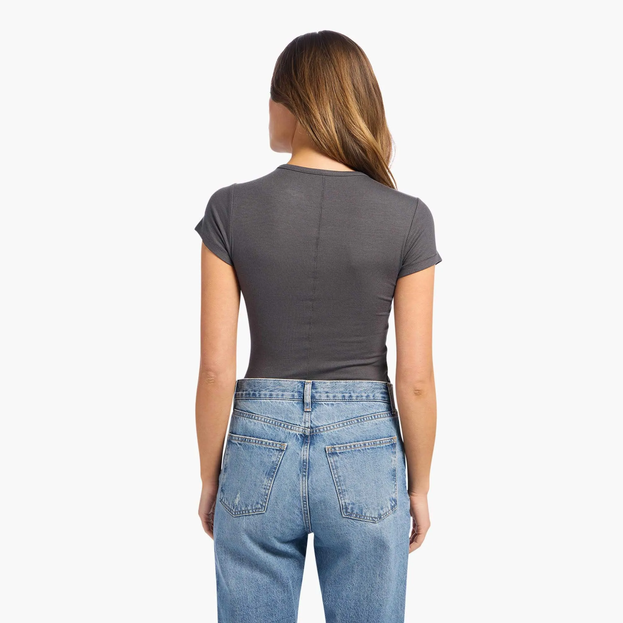 Slinky Rib Tee | Graphite sold by nuuds product image thumbnail 4
