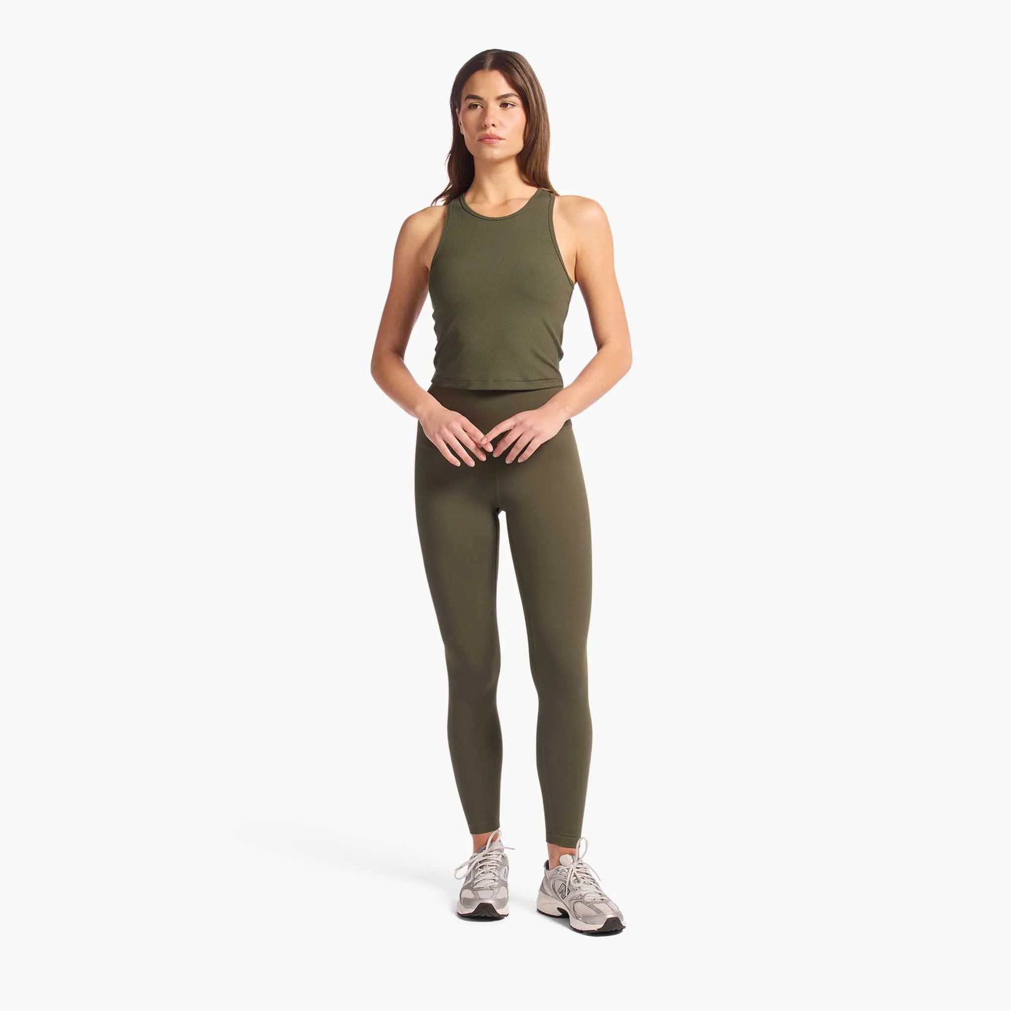 Sporty Rib Racer Tank | Darkest Olive sold by nuuds product image thumbnail 2