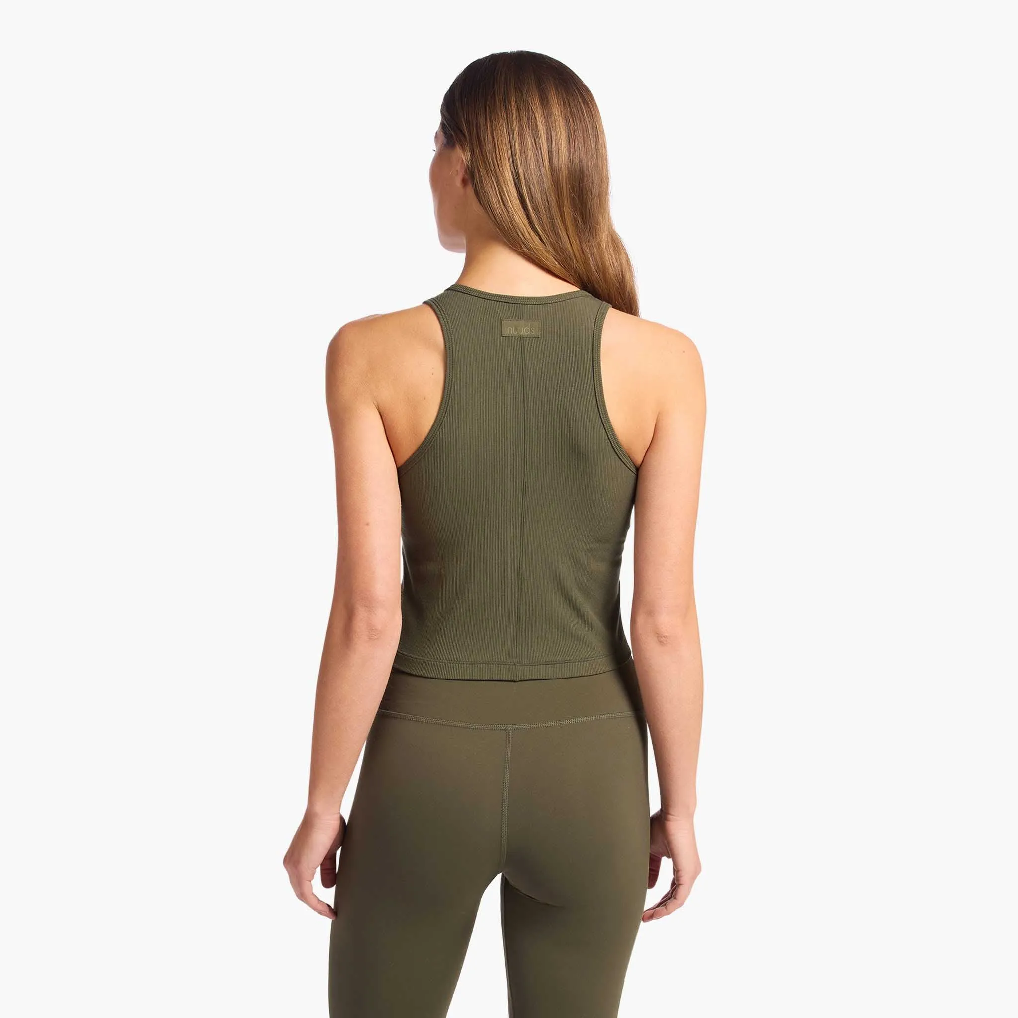 Sporty Rib Racer Tank | Darkest Olive sold by nuuds product image thumbnail 4