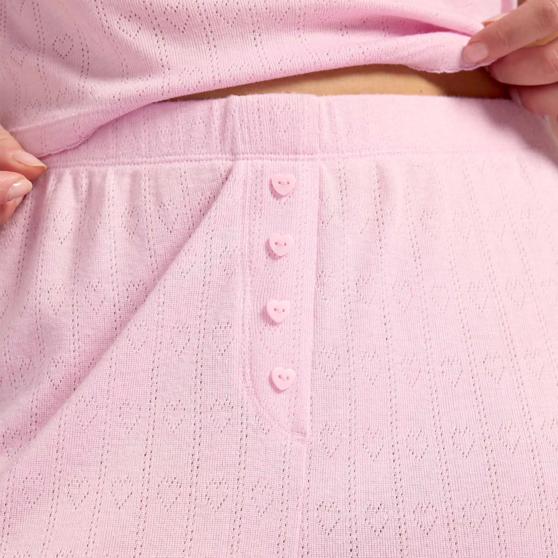 Heart Pointelle Pajama Wide Leg Pant | Bon Bon sold by nuuds product image thumbnail 5