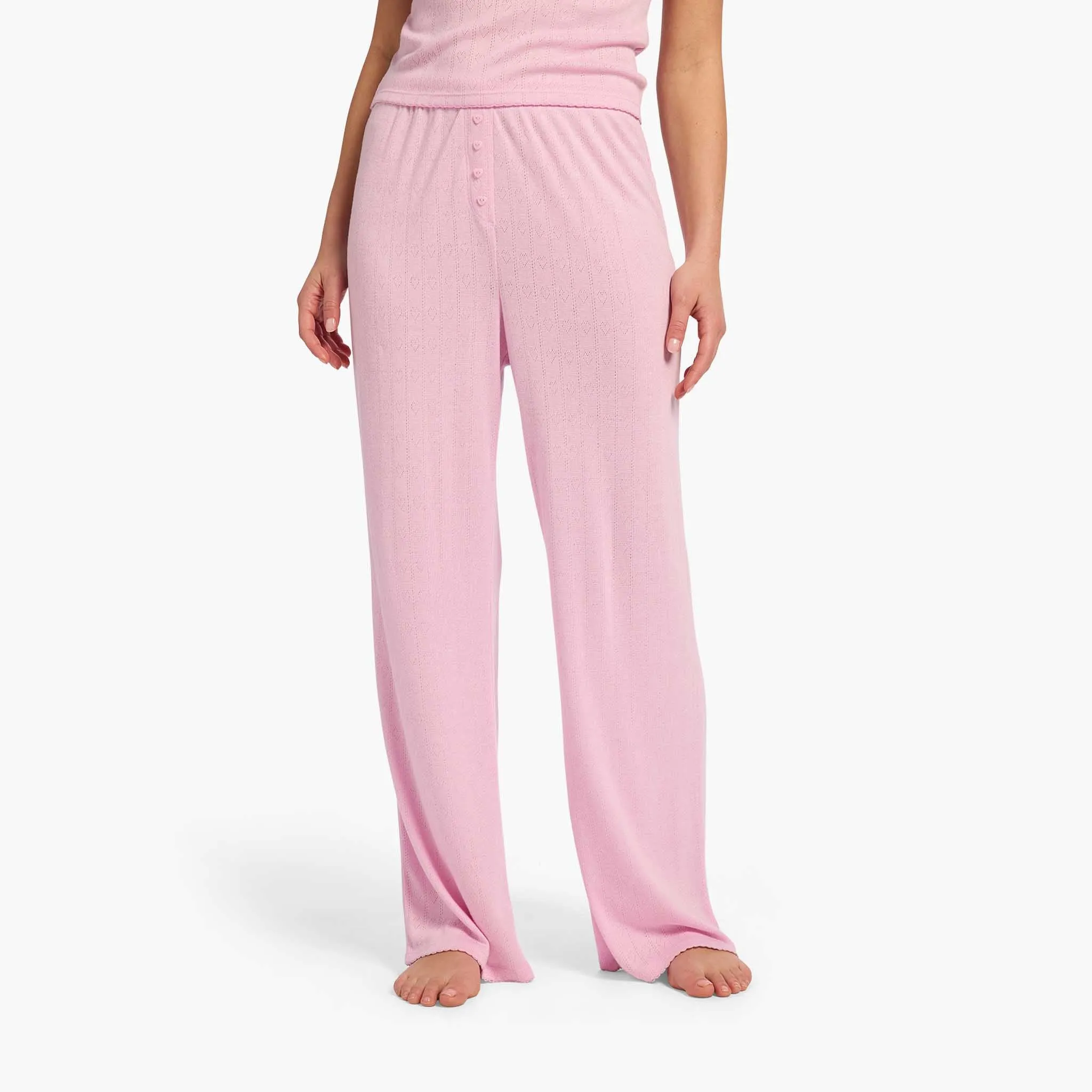Heart Pointelle Pajama Wide Leg Pant | Bon Bon sold by nuuds product image thumbnail 2