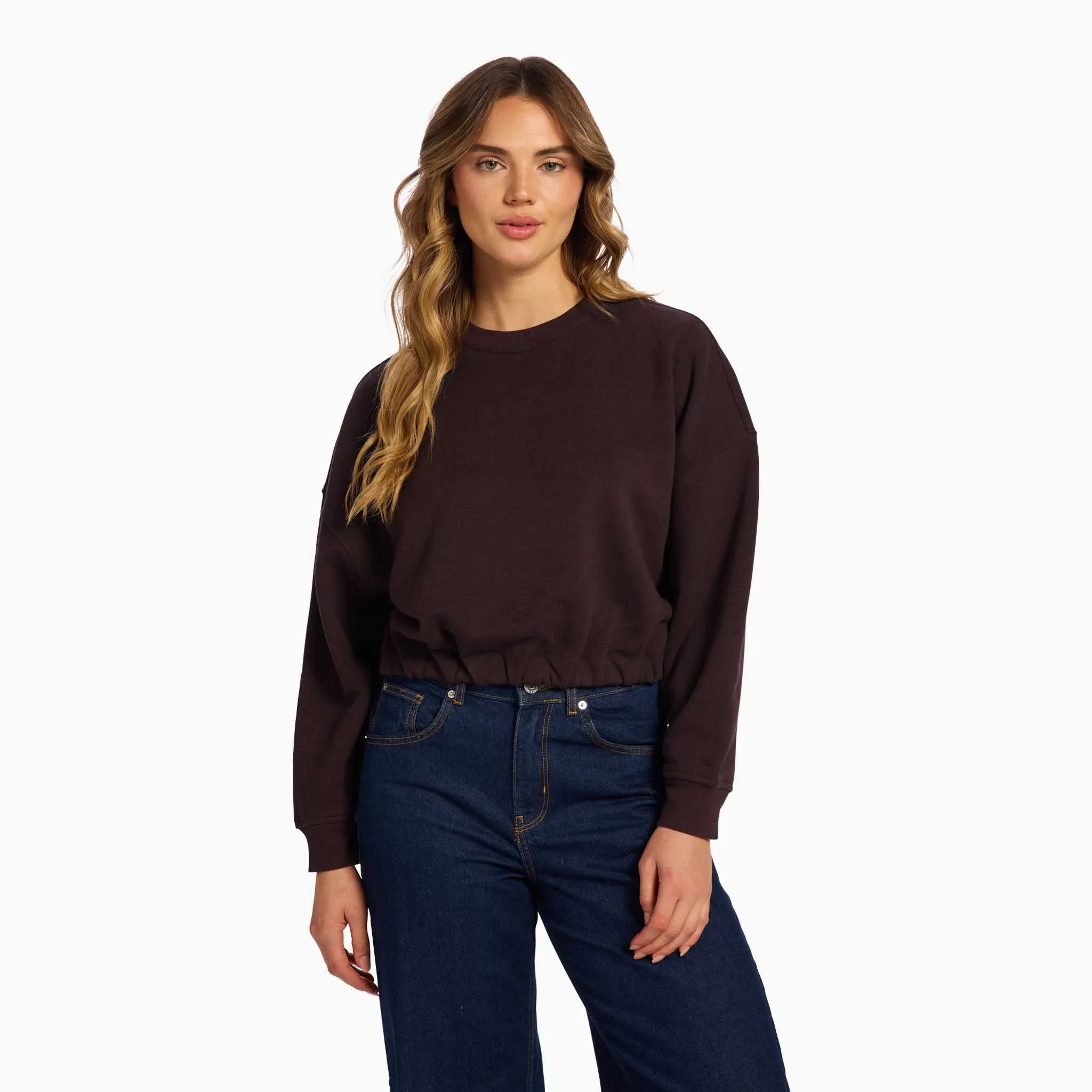 Vintage Fleece Cinch Waist Sweatshirt | Eggplant sold by nuuds product image thumbnail 2