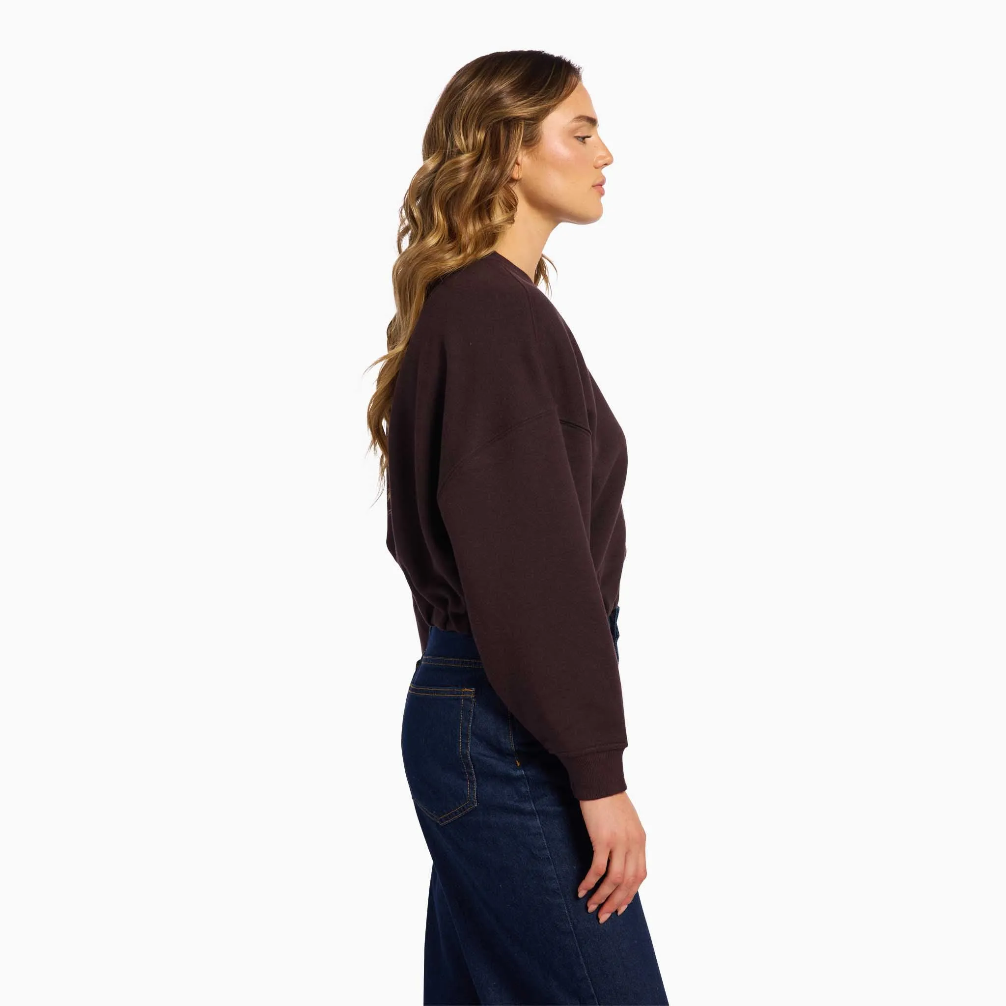 Vintage Fleece Cinch Waist Sweatshirt | Eggplant sold by nuuds product image thumbnail 3