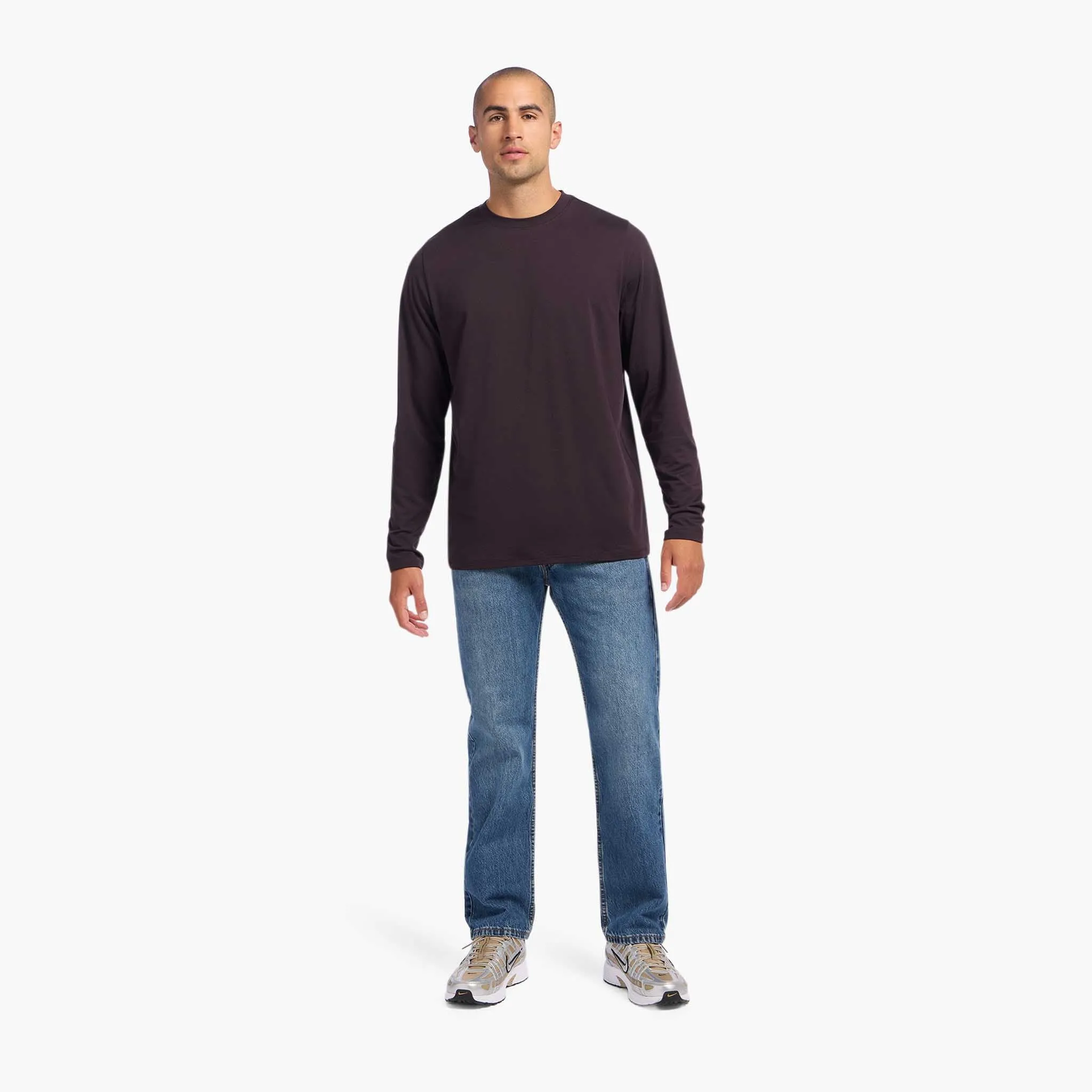 Men's Long Sleeve Movement Tee | Eggplant sold by nuuds