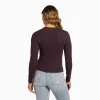 Slinky Rib Long Sleeve Shirt | Eggplant sold by nuuds