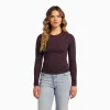 Slinky Rib Long Sleeve Shirt | Eggplant sold by nuuds