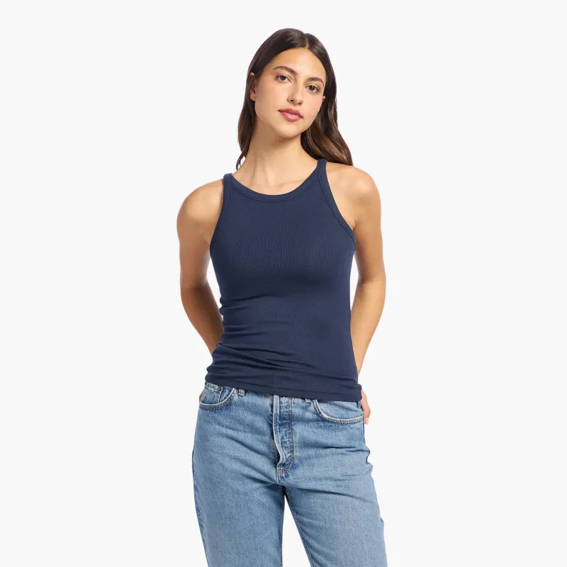 Slinky Rib Racer Tank | Navy sold by nuuds