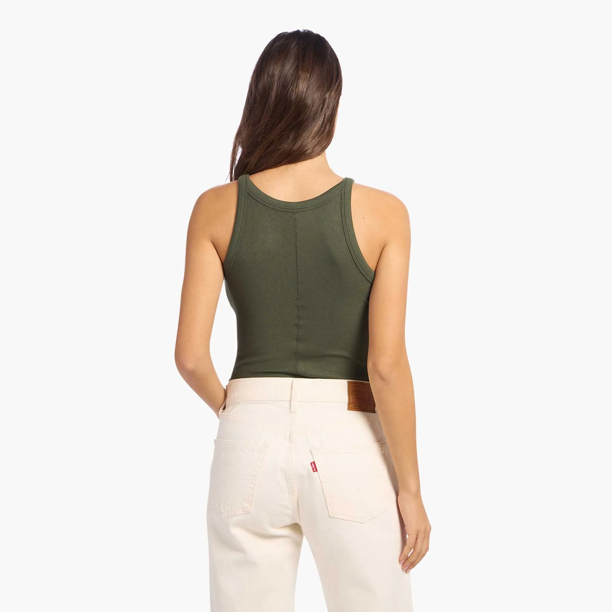 Slinky Rib Racer Tank | Darkest Olive sold by nuuds product image thumbnail 4