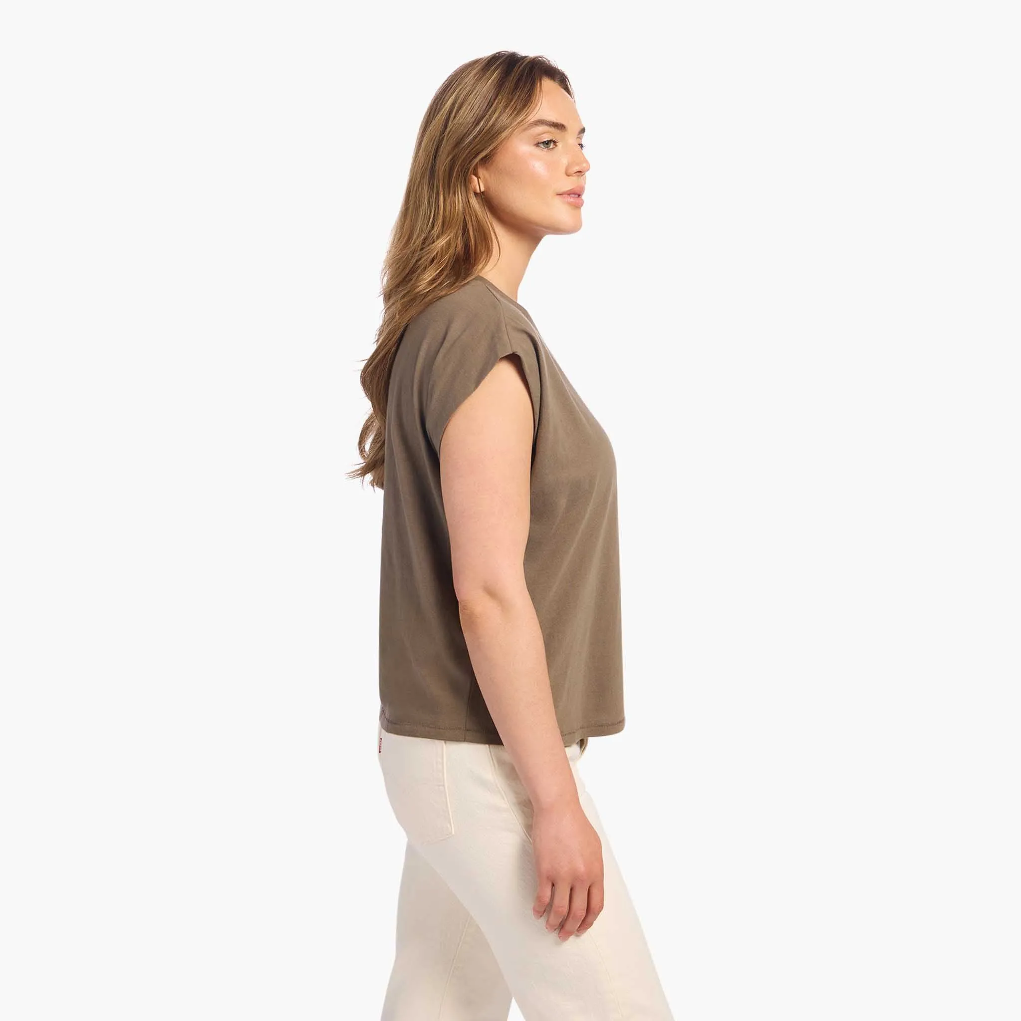 Soft Cotton V-Neck Muscle Tee | Mocha sold by nuuds product image thumbnail 3