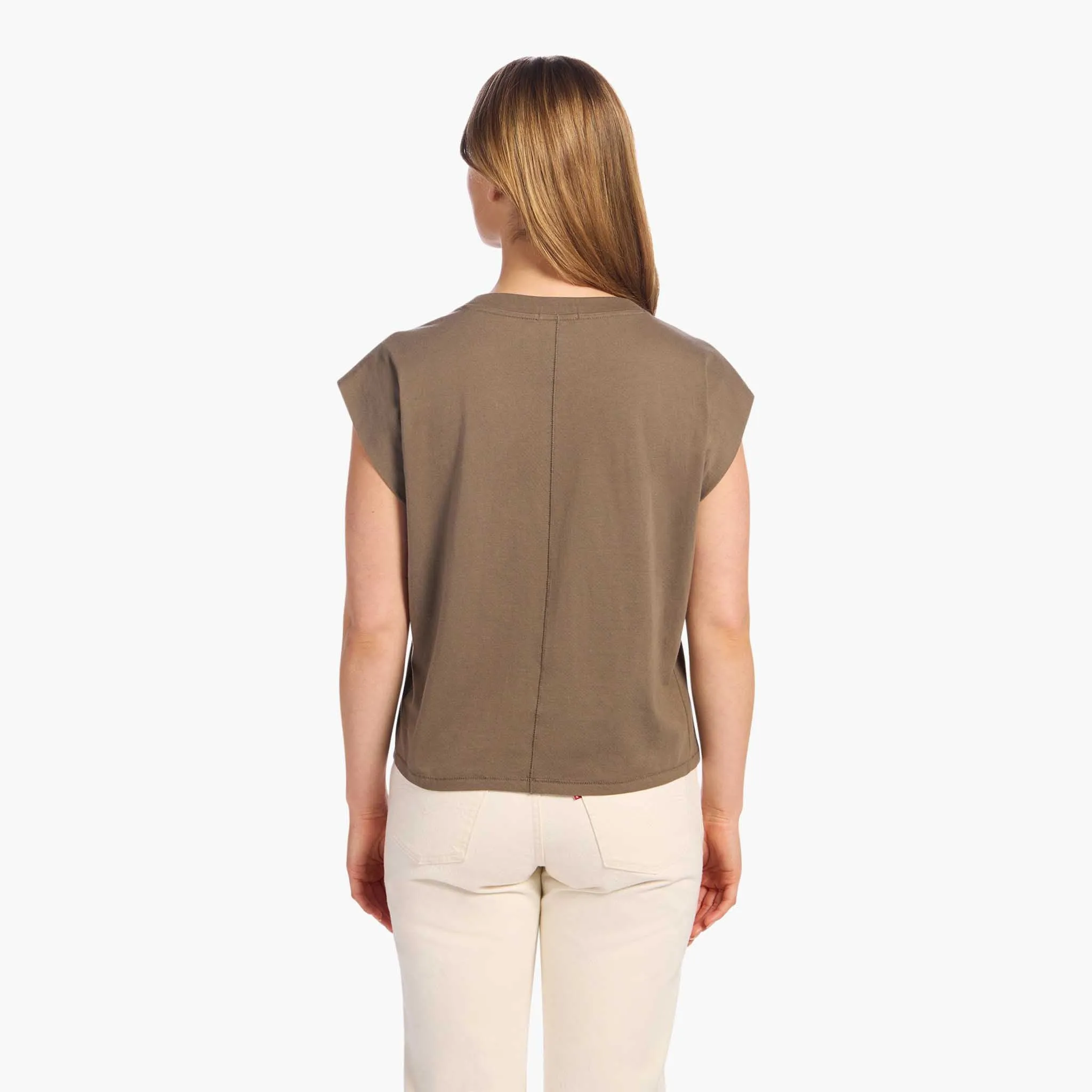Soft Cotton V-Neck Muscle Tee | Mocha sold by nuuds product image thumbnail 4