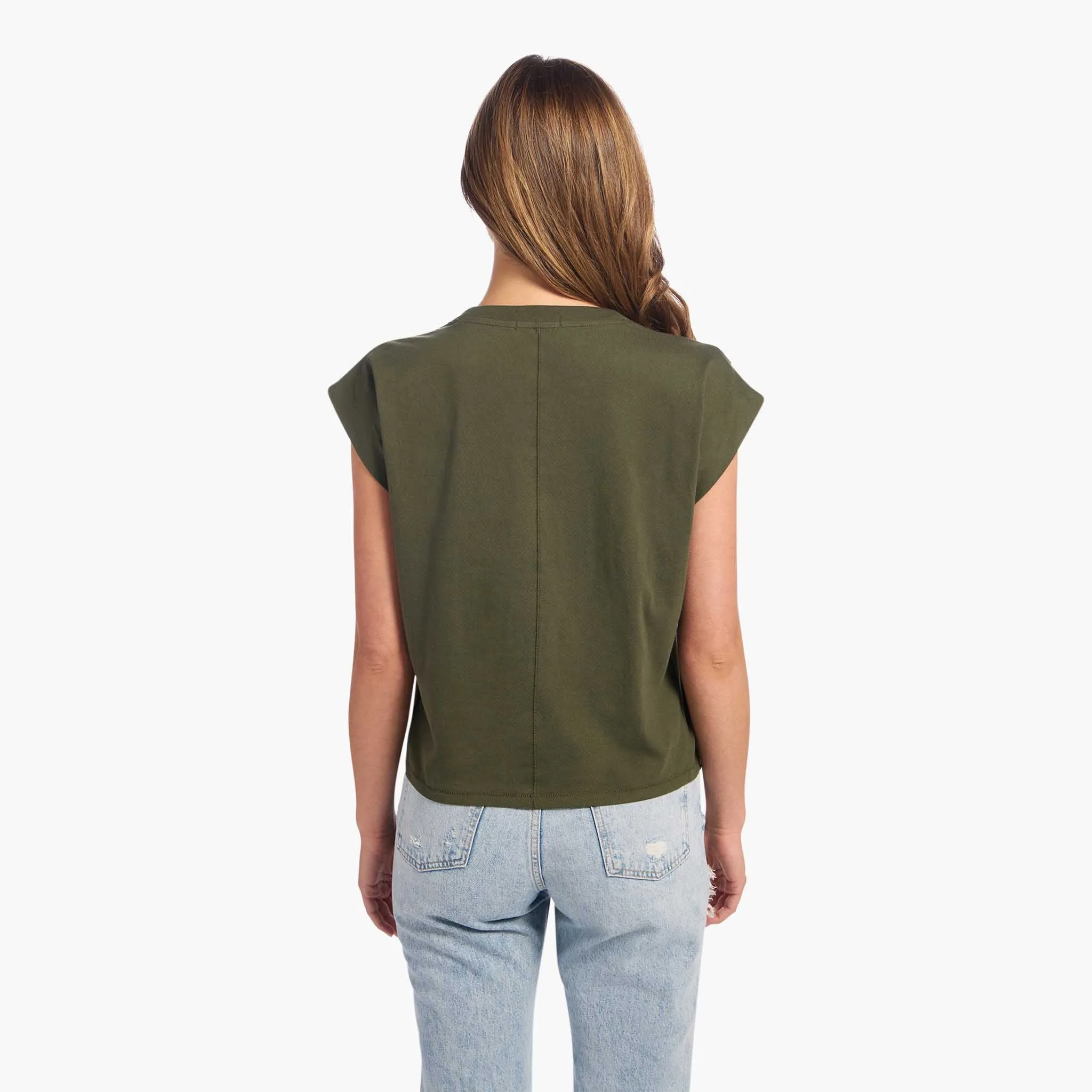 Soft Cotton V-Neck Muscle Tee | Darkest Olive sold by nuuds product image thumbnail 4