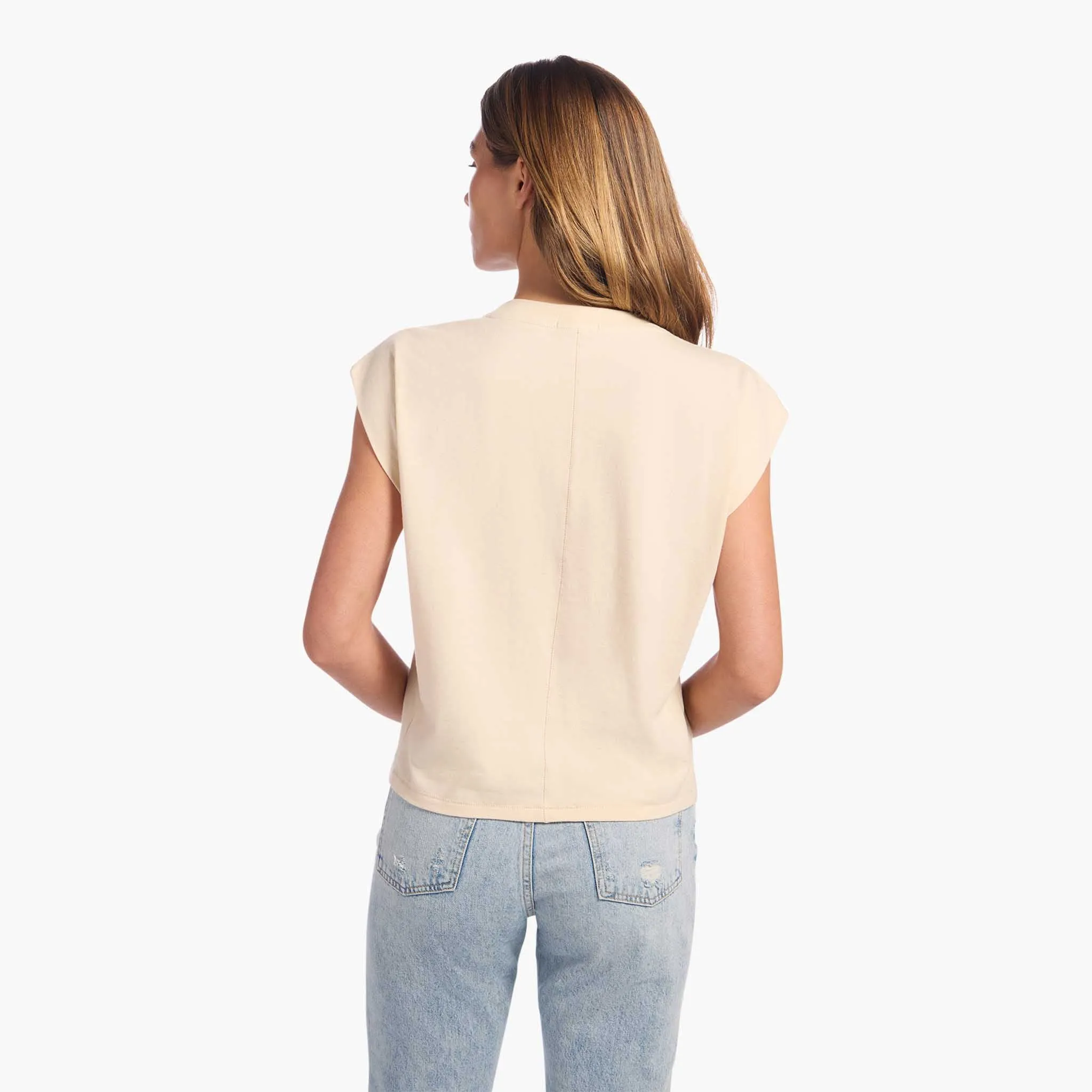 Soft Cotton V-Neck Muscle Tee | Bone sold by nuuds product image thumbnail 4