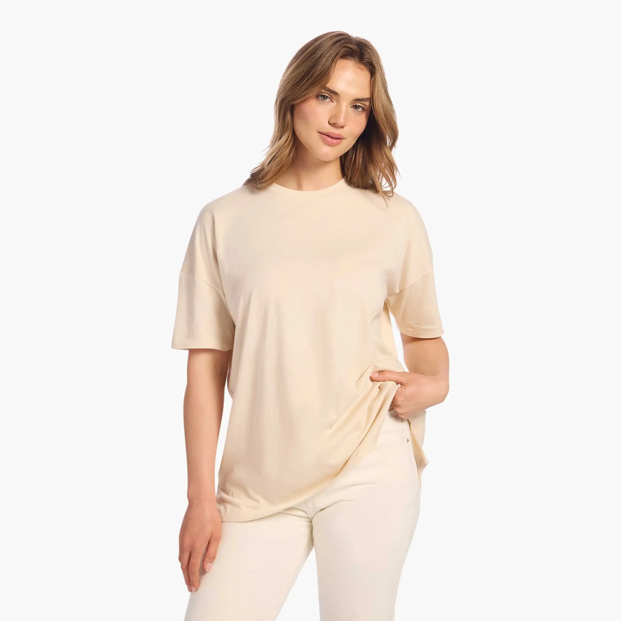 Soft Cotton Oversized Tee | Bone sold by nuuds