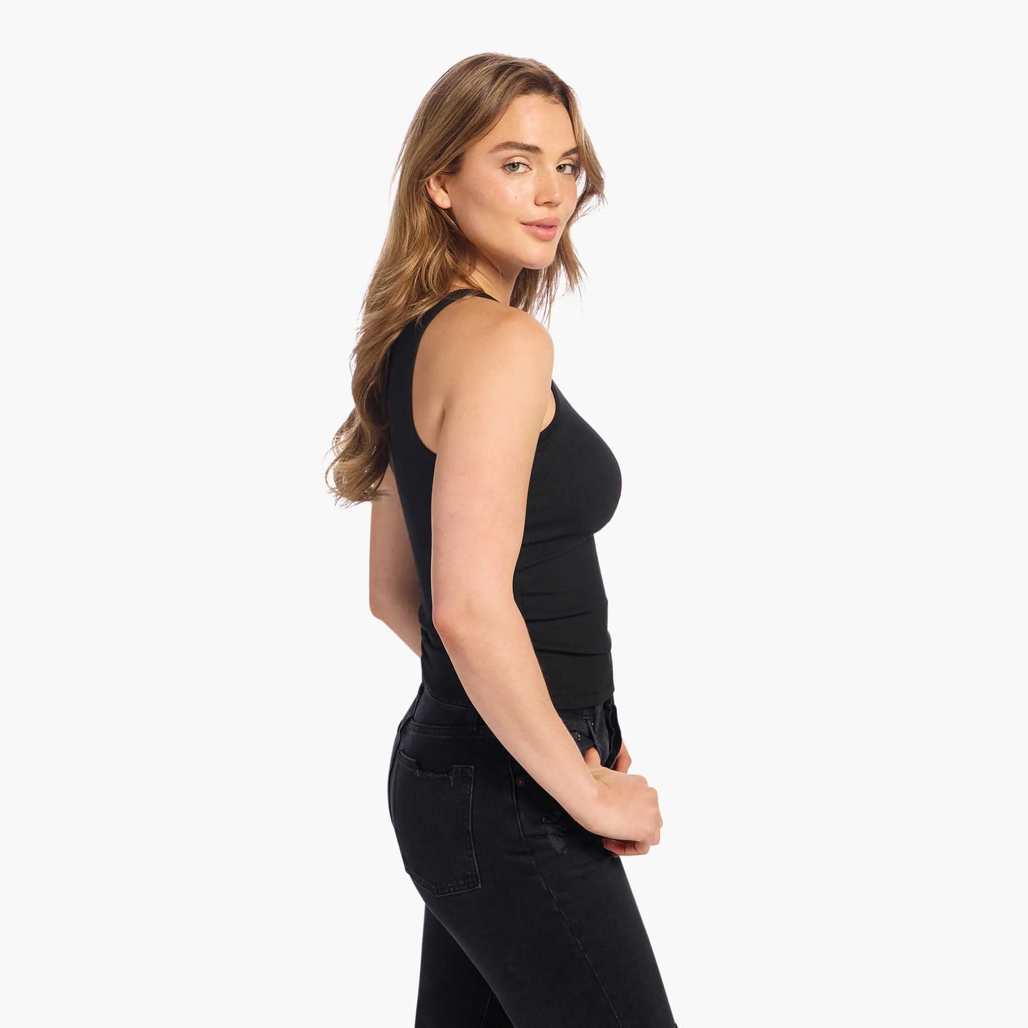 Slinky Rib Racer Tank | Black sold by nuuds product image thumbnail 3