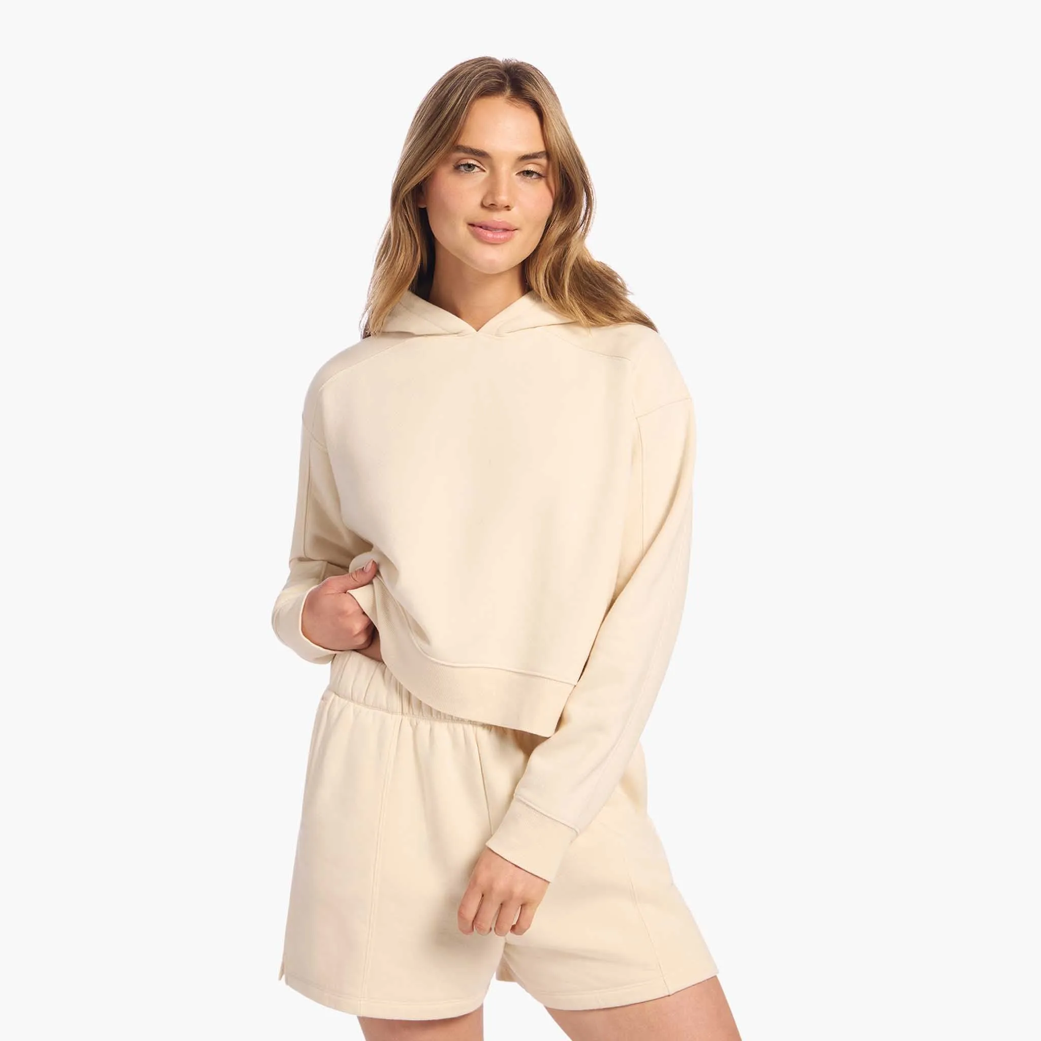 Vintage Fleece Cropped Hoodie | Washed Bone sold by nuuds