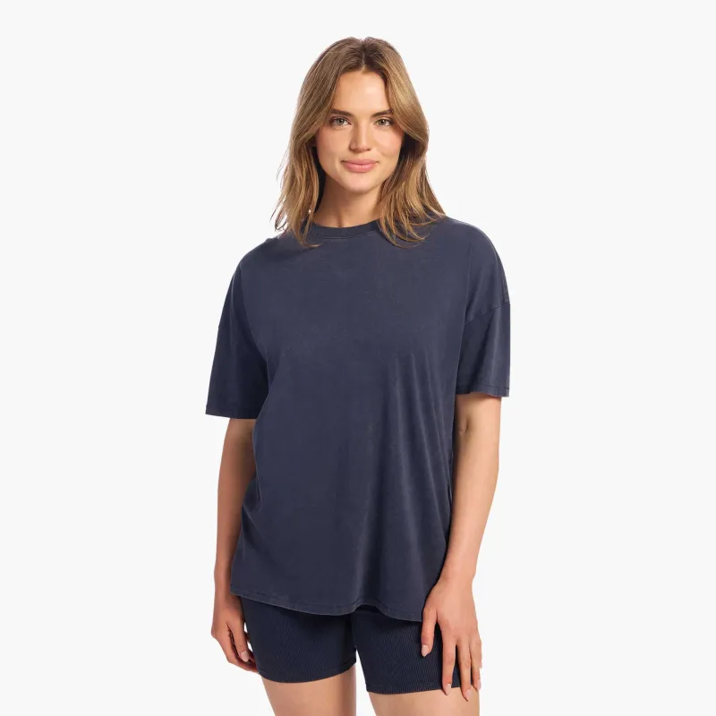 Ribbed Biker Short Set | Washed Navy sold by nuuds