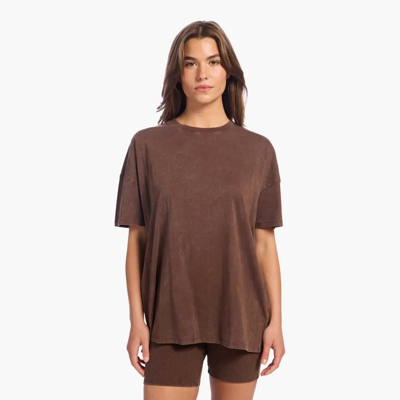 Ribbed Biker Short Set | Washed Coffee sold by nuuds