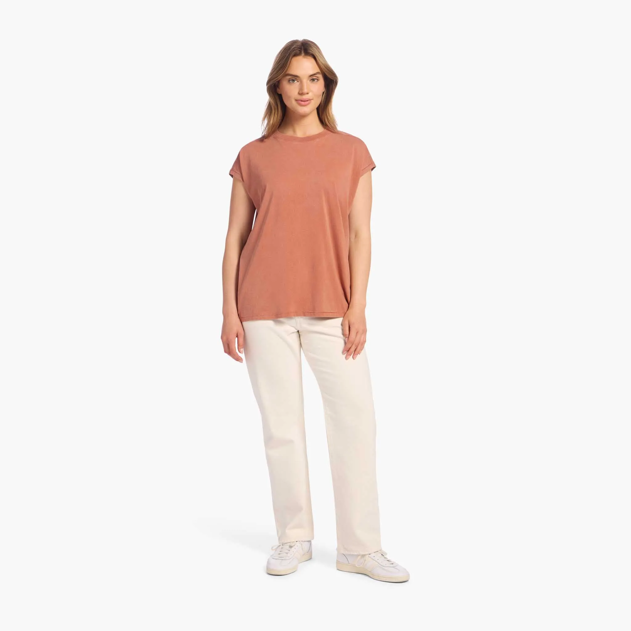 Soft Cotton Tunic Muscle Tee | Washed Clay sold by nuuds product image thumbnail 2