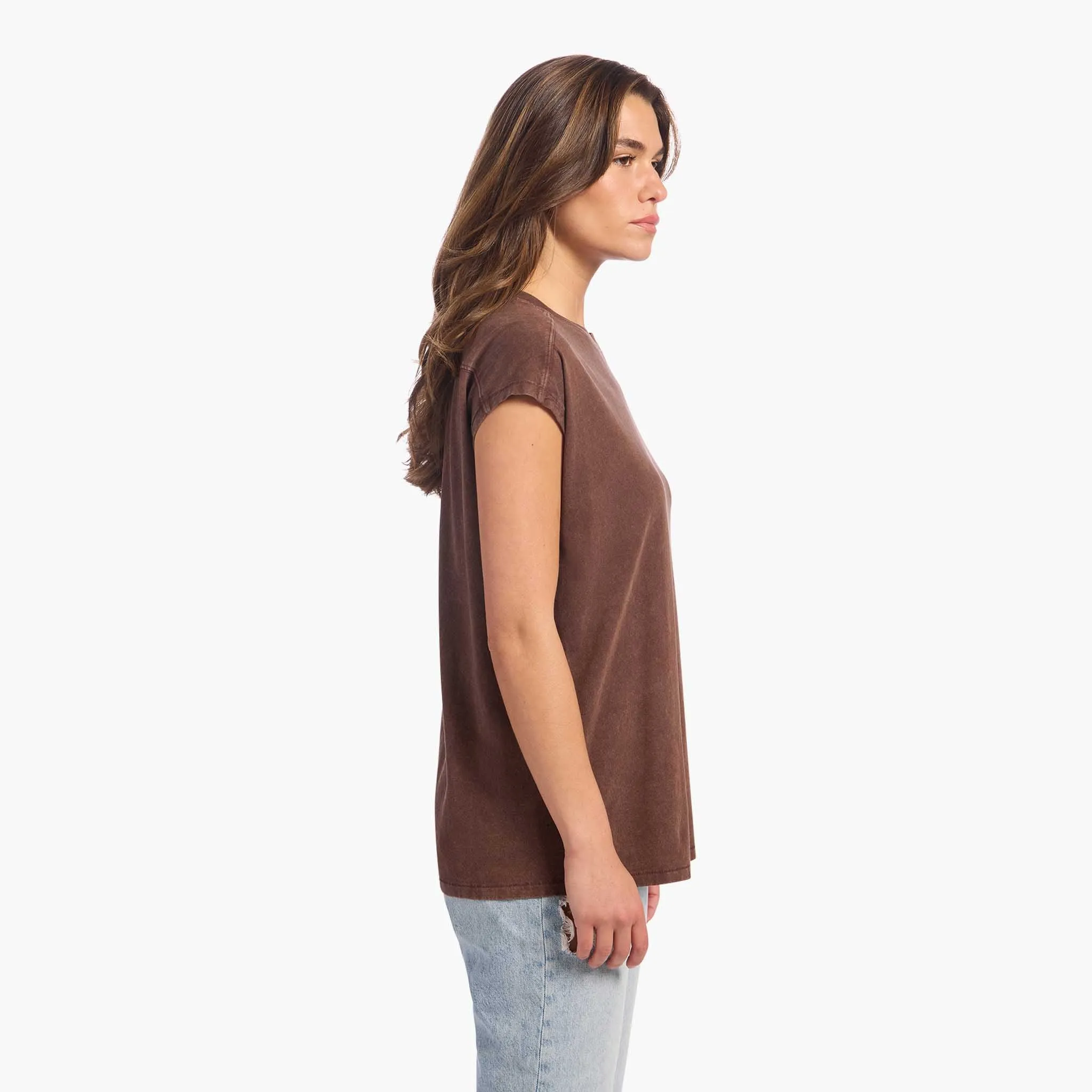 Soft Cotton Tunic Muscle Tee | Washed Coffee sold by nuuds product image thumbnail 3