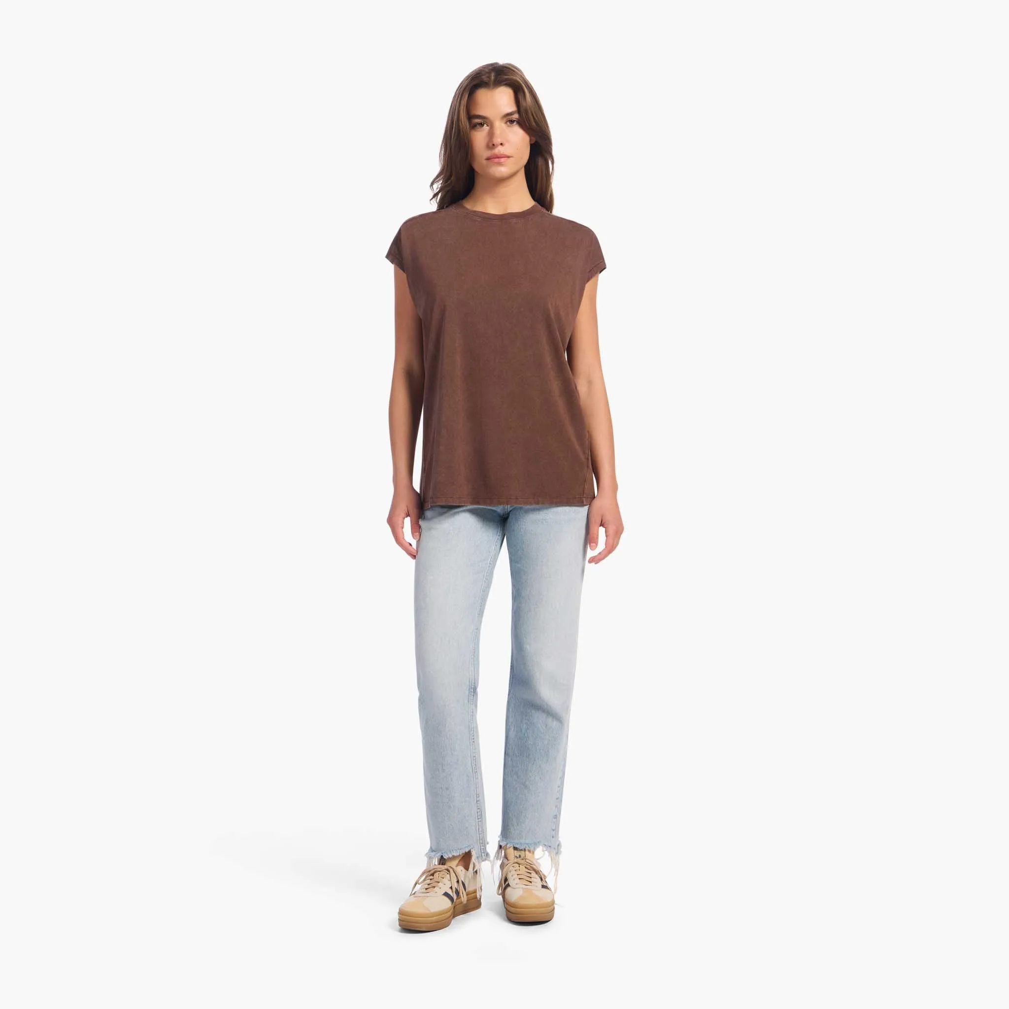 Soft Cotton Tunic Muscle Tee | Washed Coffee sold by nuuds product image thumbnail 2