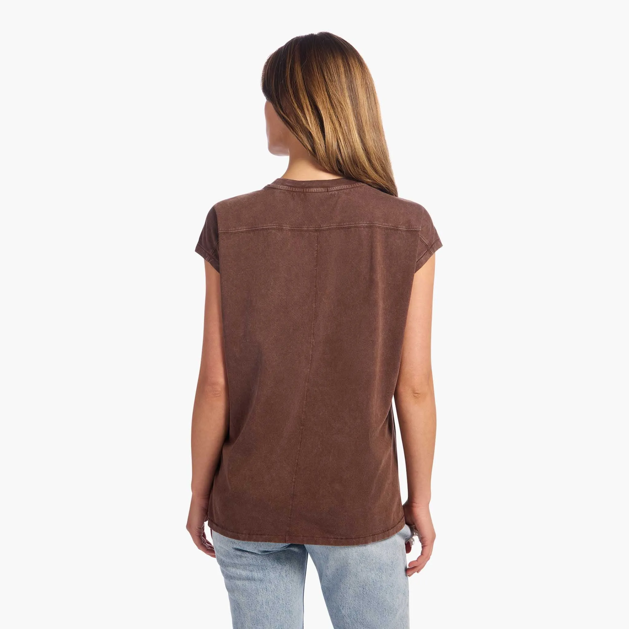 Soft Cotton Tunic Muscle Tee | Washed Coffee sold by nuuds product image thumbnail 4
