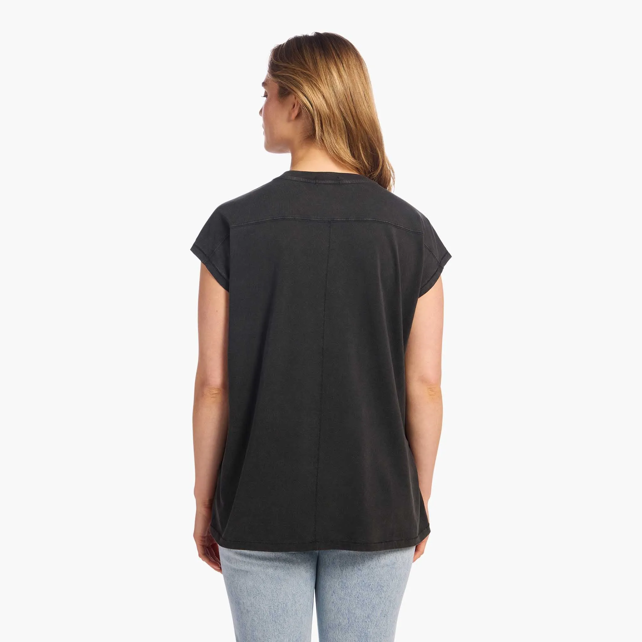 Soft Cotton Tunic Muscle Tee | Washed Black sold by nuuds product image thumbnail 4
