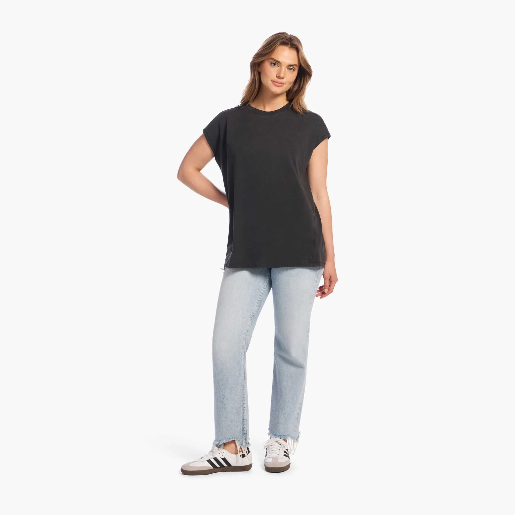Soft Cotton Tunic Muscle Tee | Washed Black sold by nuuds product image thumbnail 2