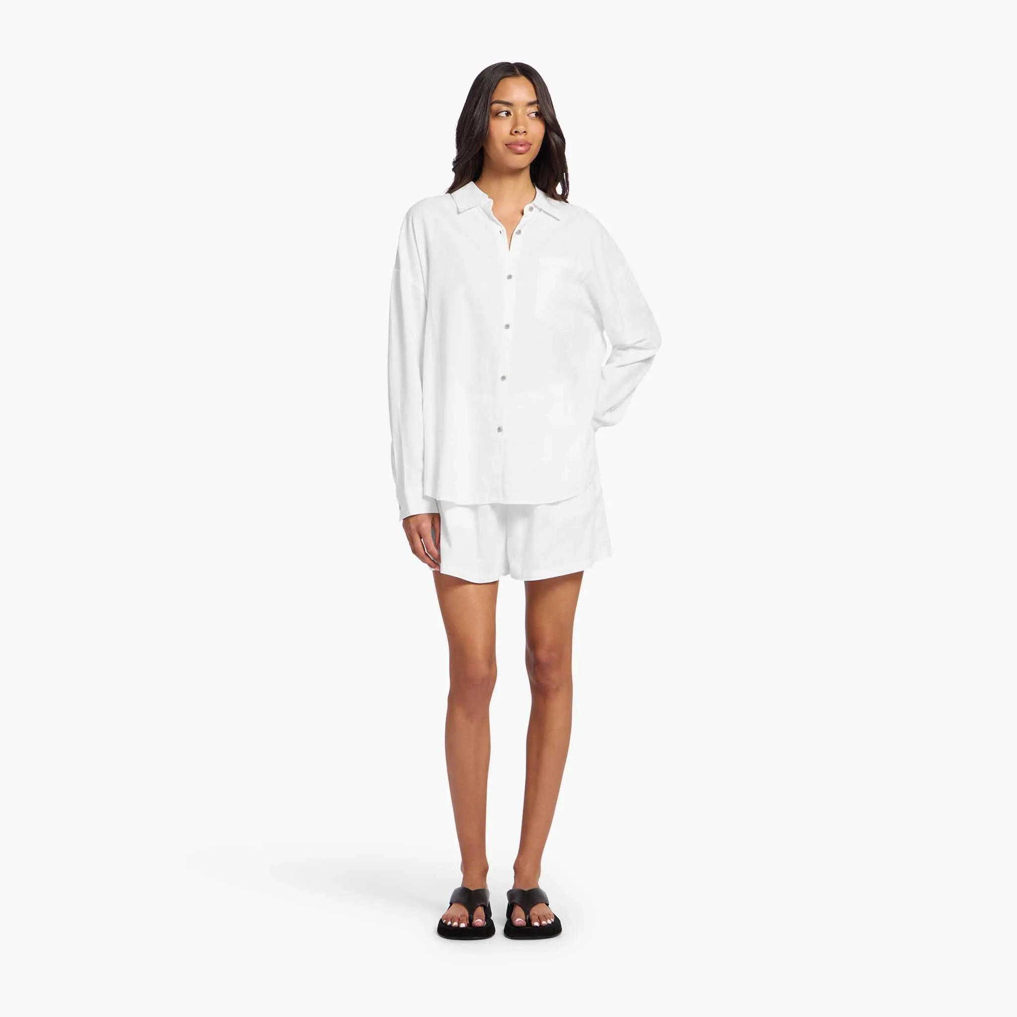 Linen Boyfriend Shirt | White sold by nuuds product image thumbnail 2