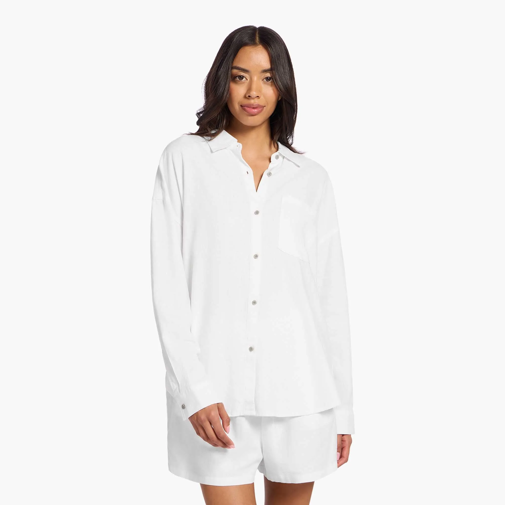 Linen Boyfriend Shirt | White sold by nuuds