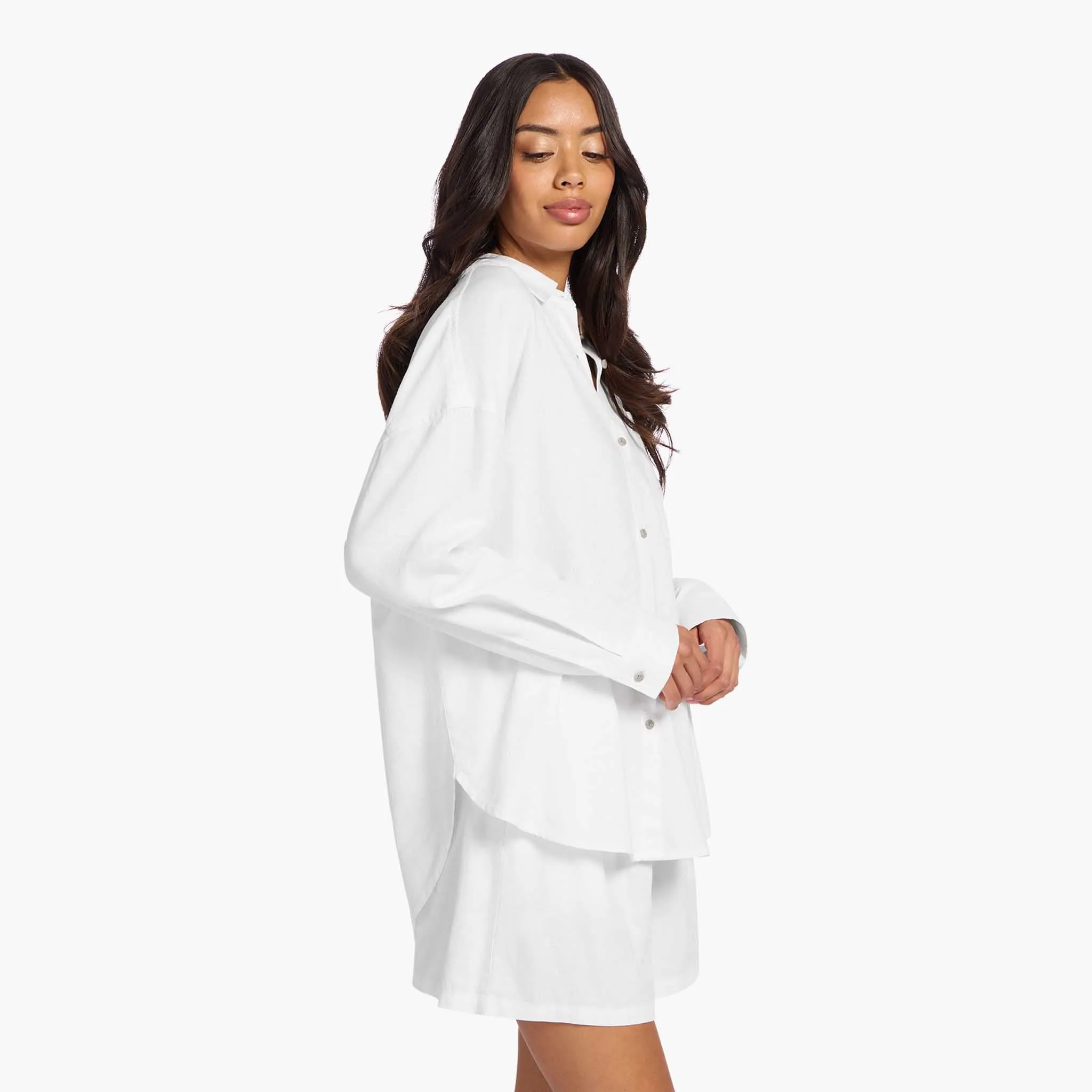 Linen Boyfriend Shirt | White sold by nuuds product image thumbnail 4
