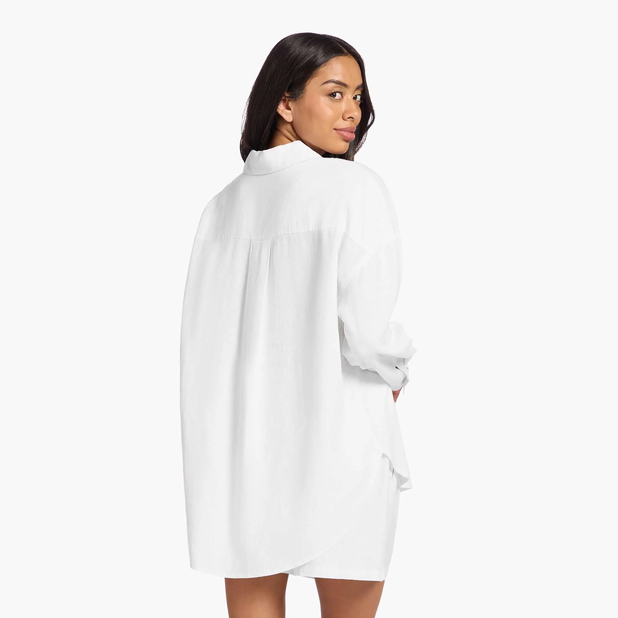 Linen Boyfriend Shirt | White sold by nuuds product image thumbnail 3