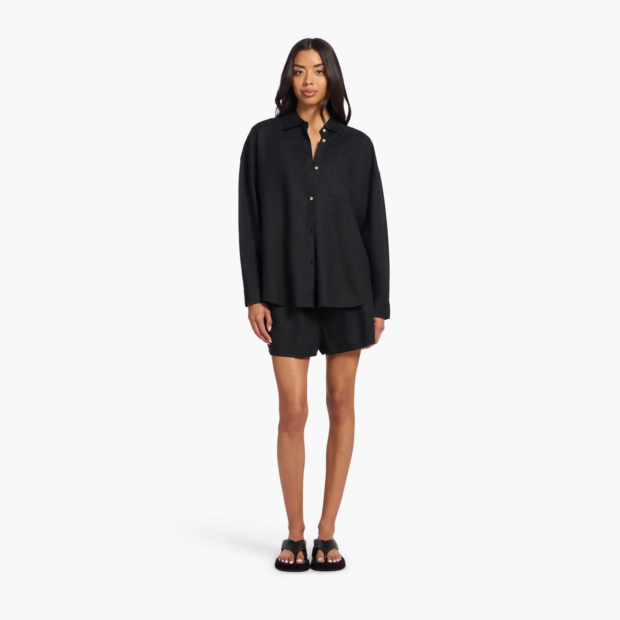 Linen Boyfriend Shirt | Black sold by nuuds product image thumbnail 2
