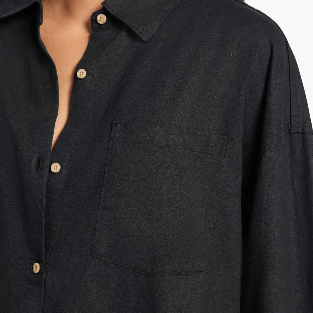 Linen Boyfriend Shirt | Black sold by nuuds product image thumbnail 5