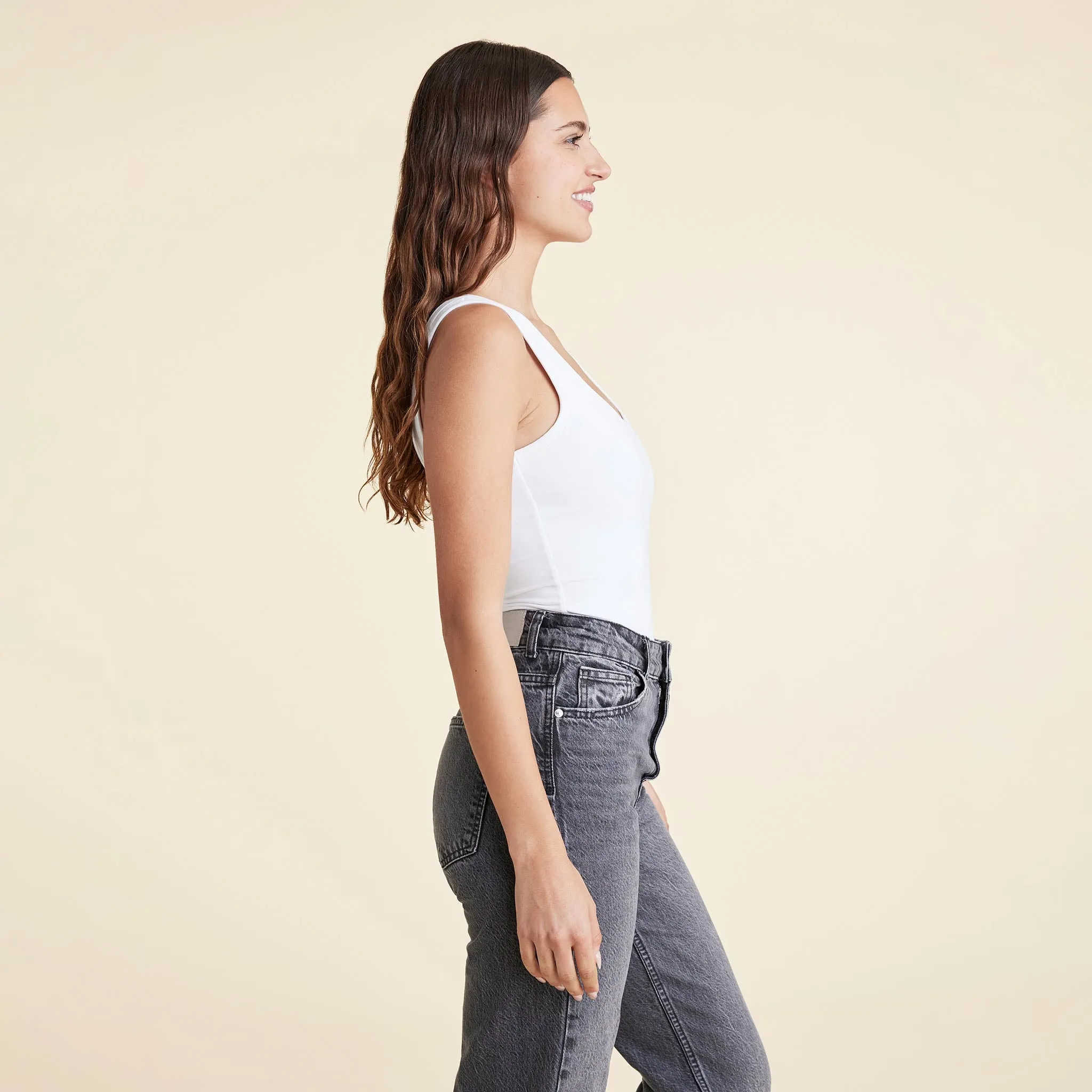 Seamless Scoop Tank Bodysuit | White sold by nuuds product image thumbnail 3