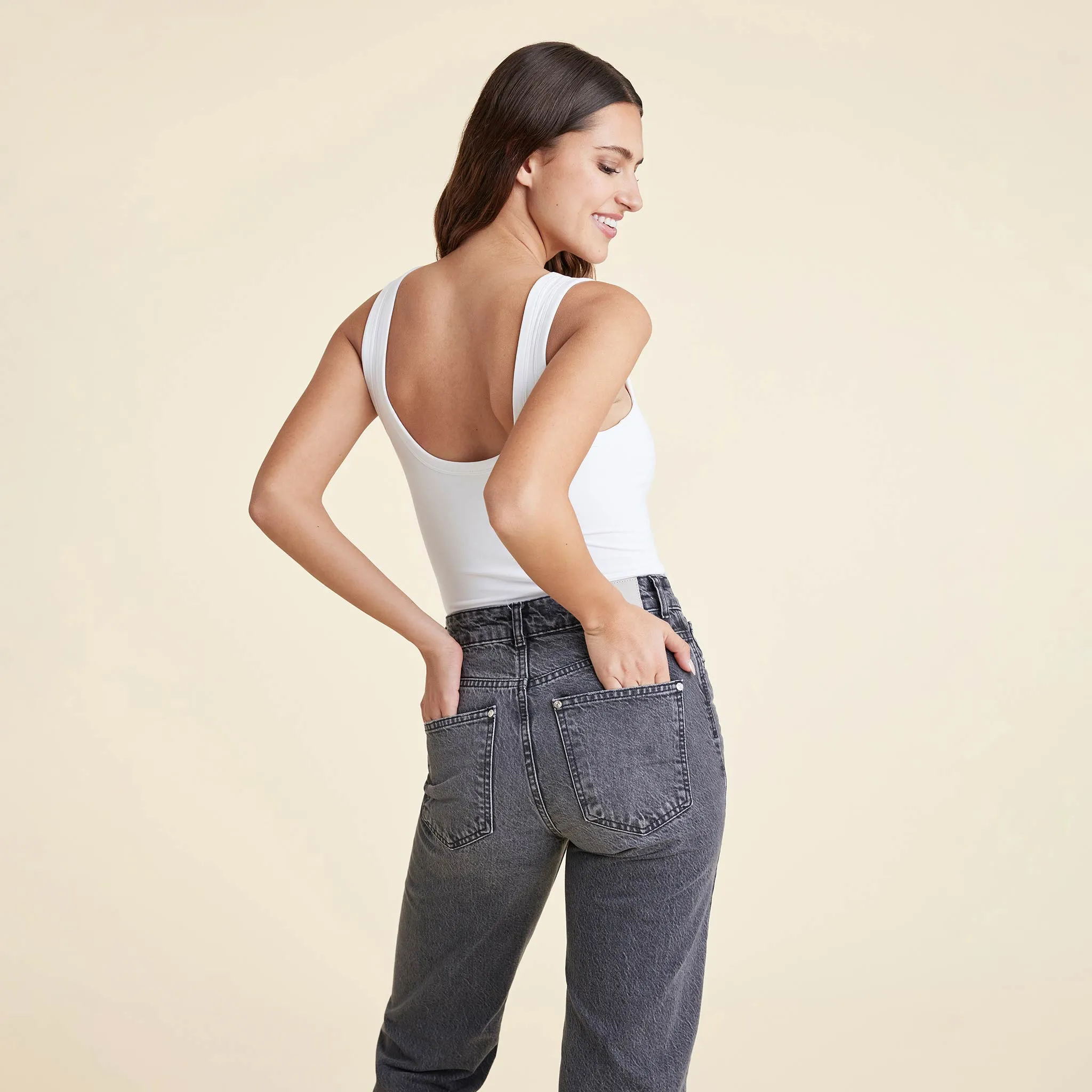 Seamless Scoop Tank Bodysuit | White sold by nuuds product image thumbnail 4