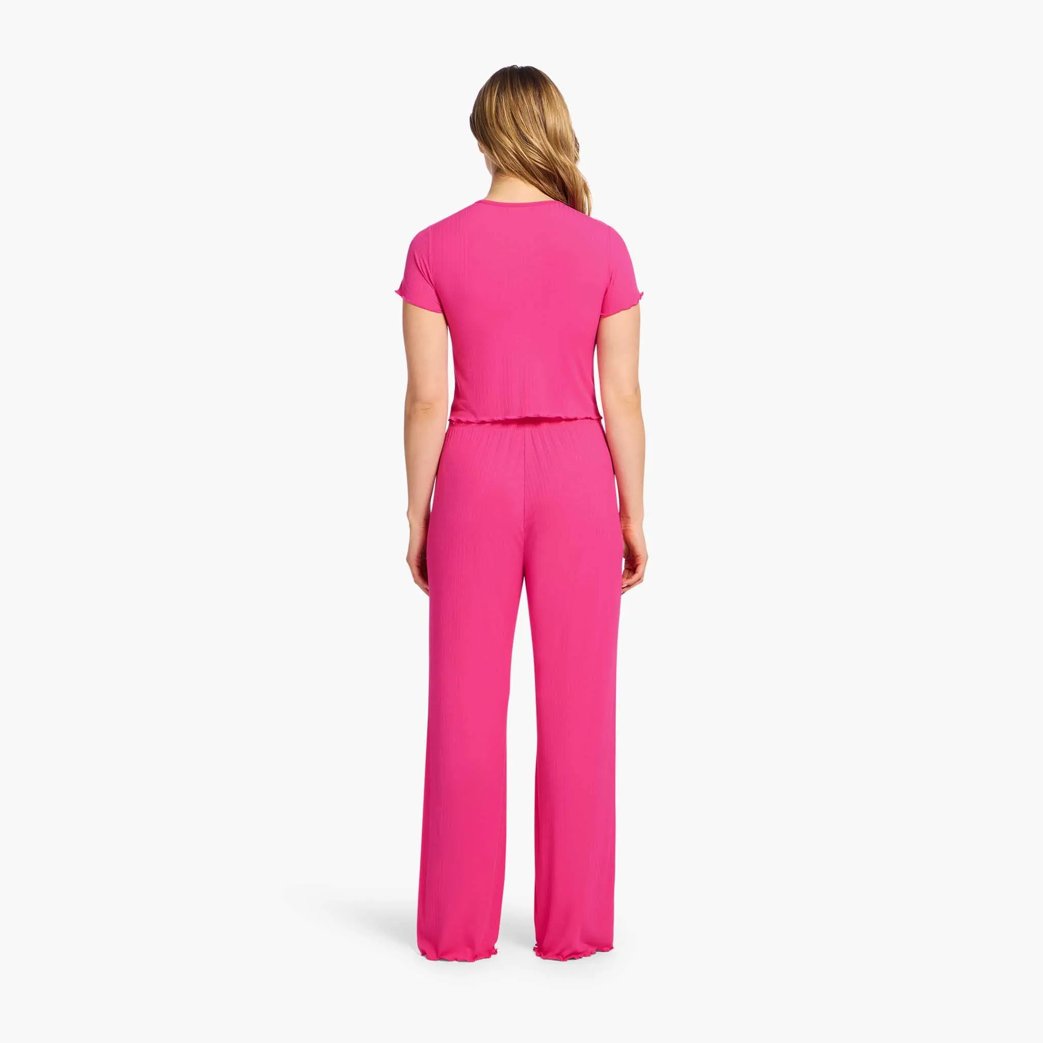 Mini Rib Pajama Set | Fuchsia sold by nuuds product image thumbnail 4