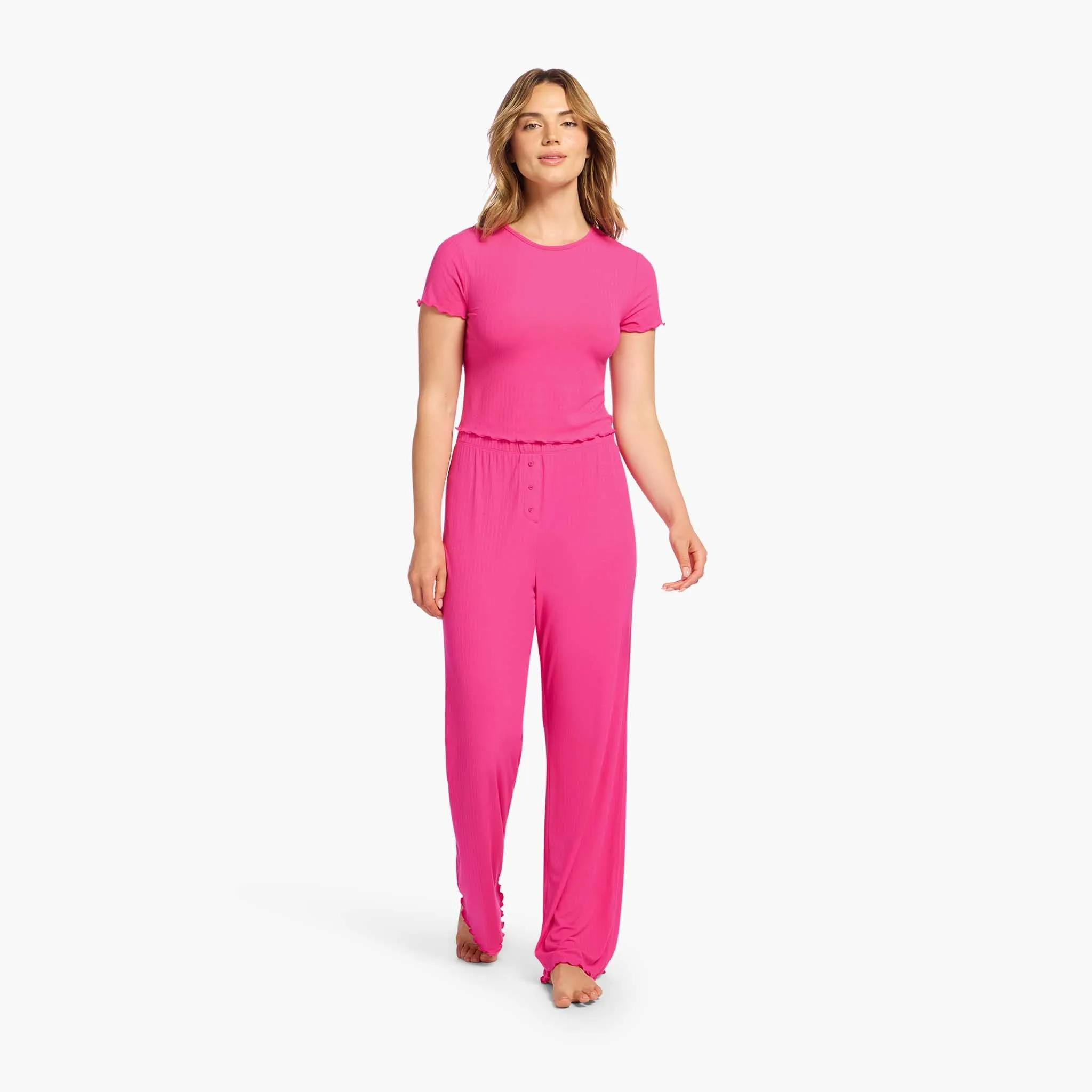 Mini Rib Pajama Set | Fuchsia sold by nuuds product image thumbnail 2