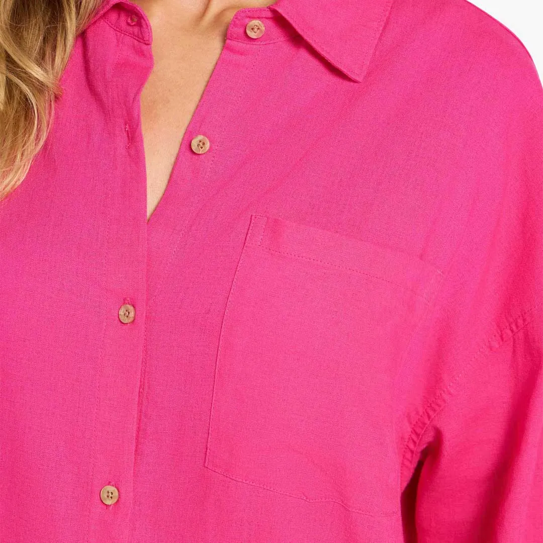 Linen Boyfriend Shirt | Fuchsia sold by nuuds product image thumbnail 5