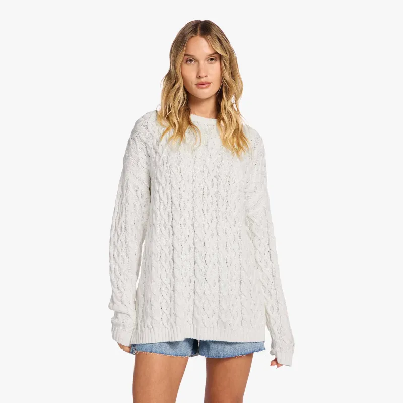 Lightweight Cable Sweater | White sold by nuuds