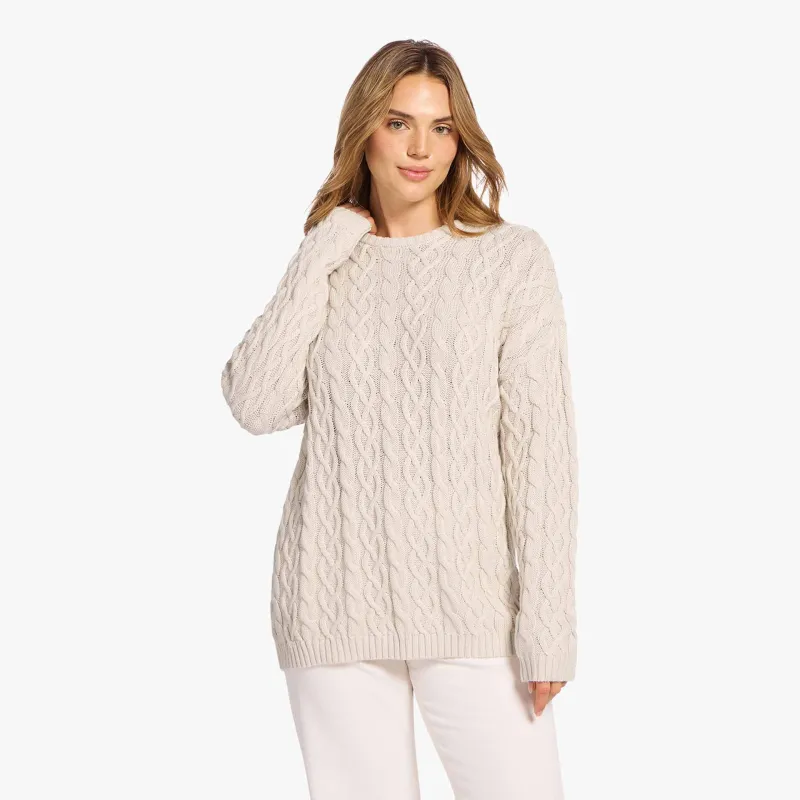 Lightweight Cable Sweater | Bone sold by nuuds