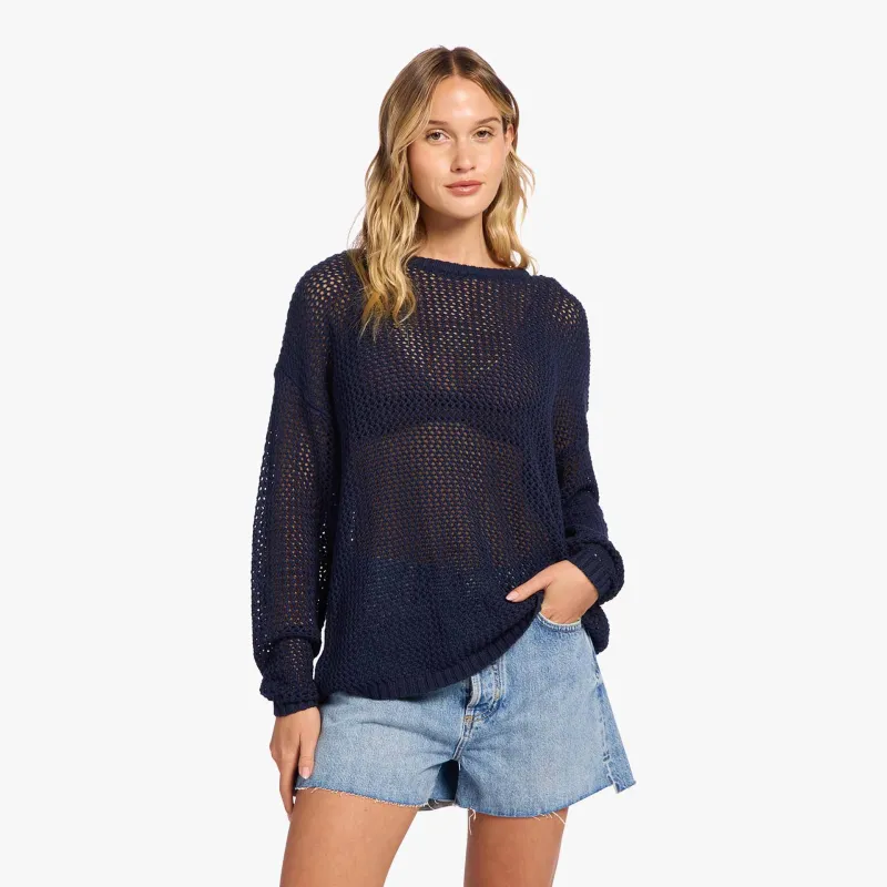 Open Knit Sweater | Navy sold by nuuds