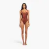 Shimmer Square Neck One Piece | Scarlet sold by nuuds