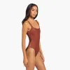 Shimmer Square Neck One Piece | Scarlet sold by nuuds