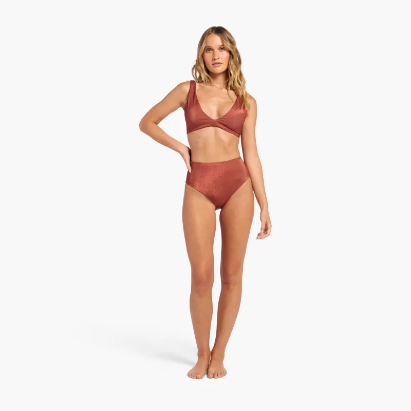 Shimmer High Waist Bikini Bottom | Scarlet sold by nuuds